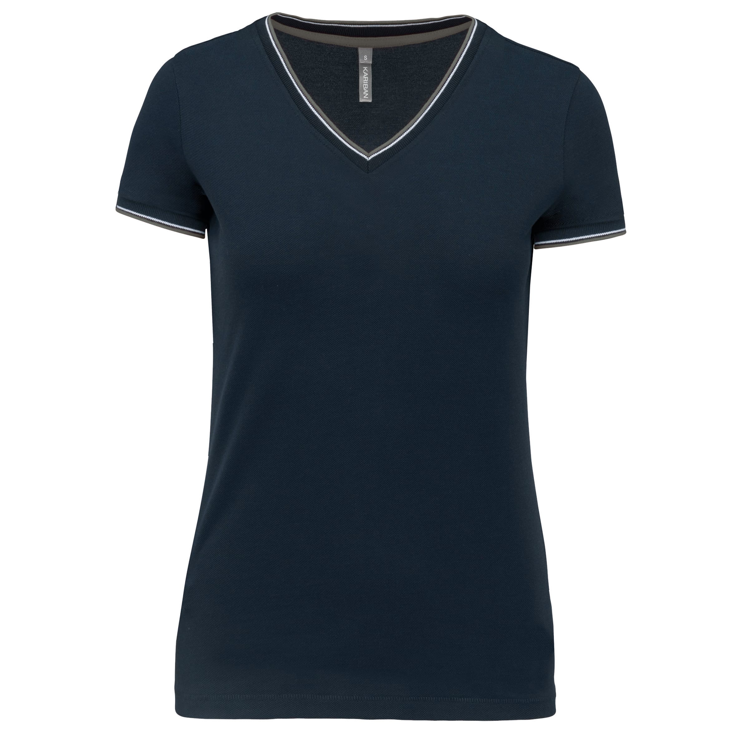 Dames-t-shirt piqué V-hals