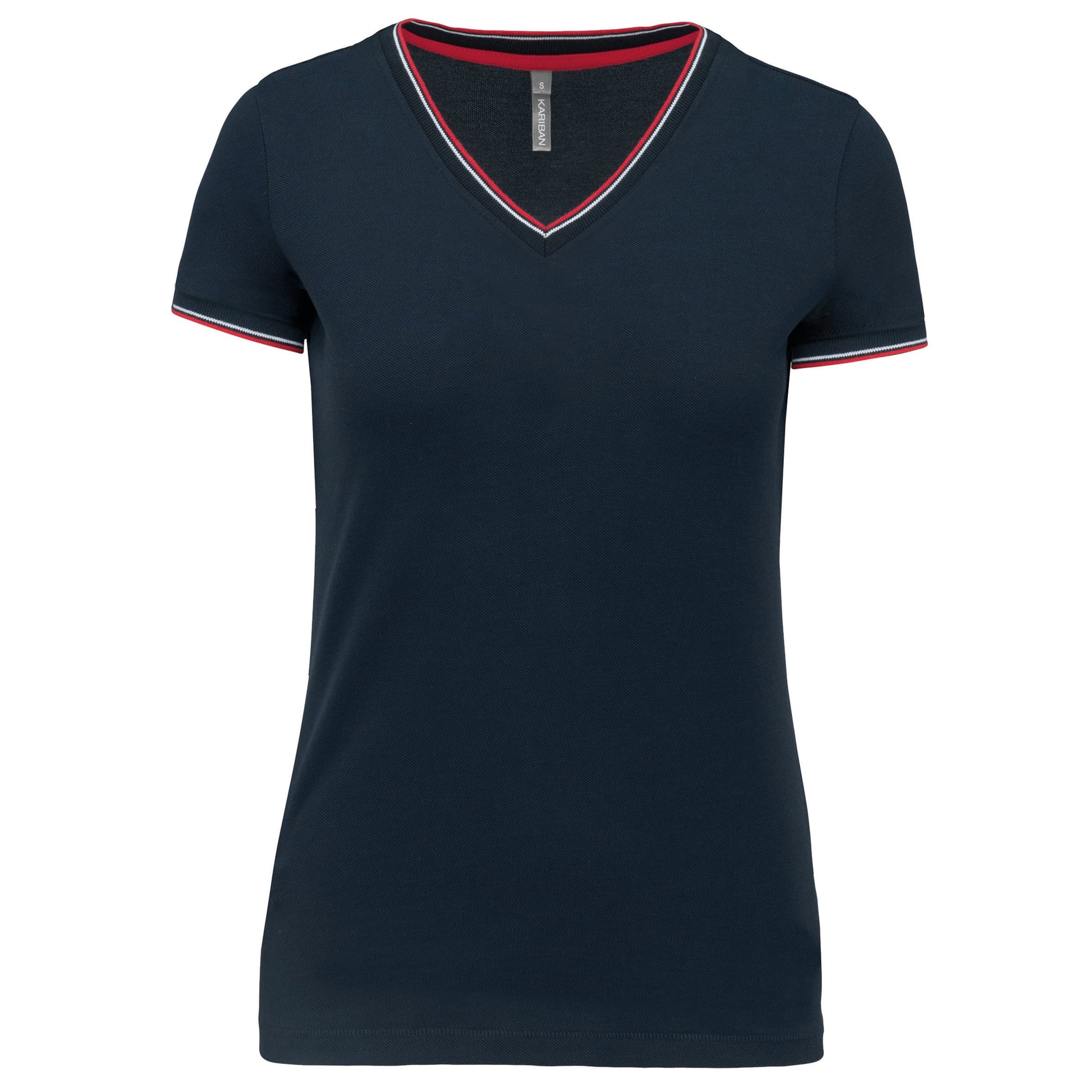 Dames-t-shirt piqué V-hals