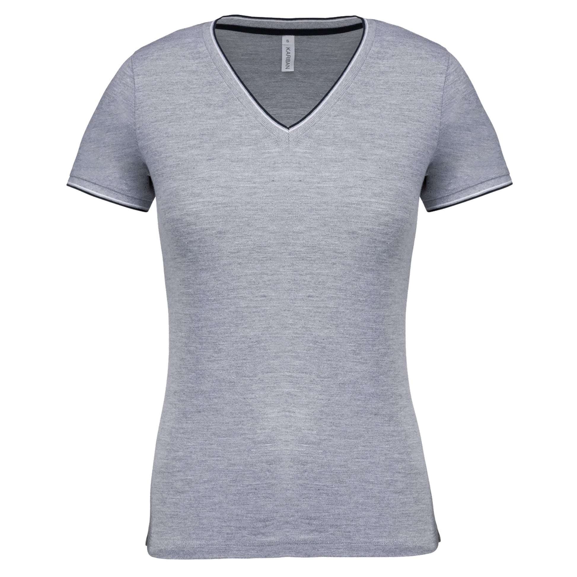 Dames-t-shirt piqué V-hals