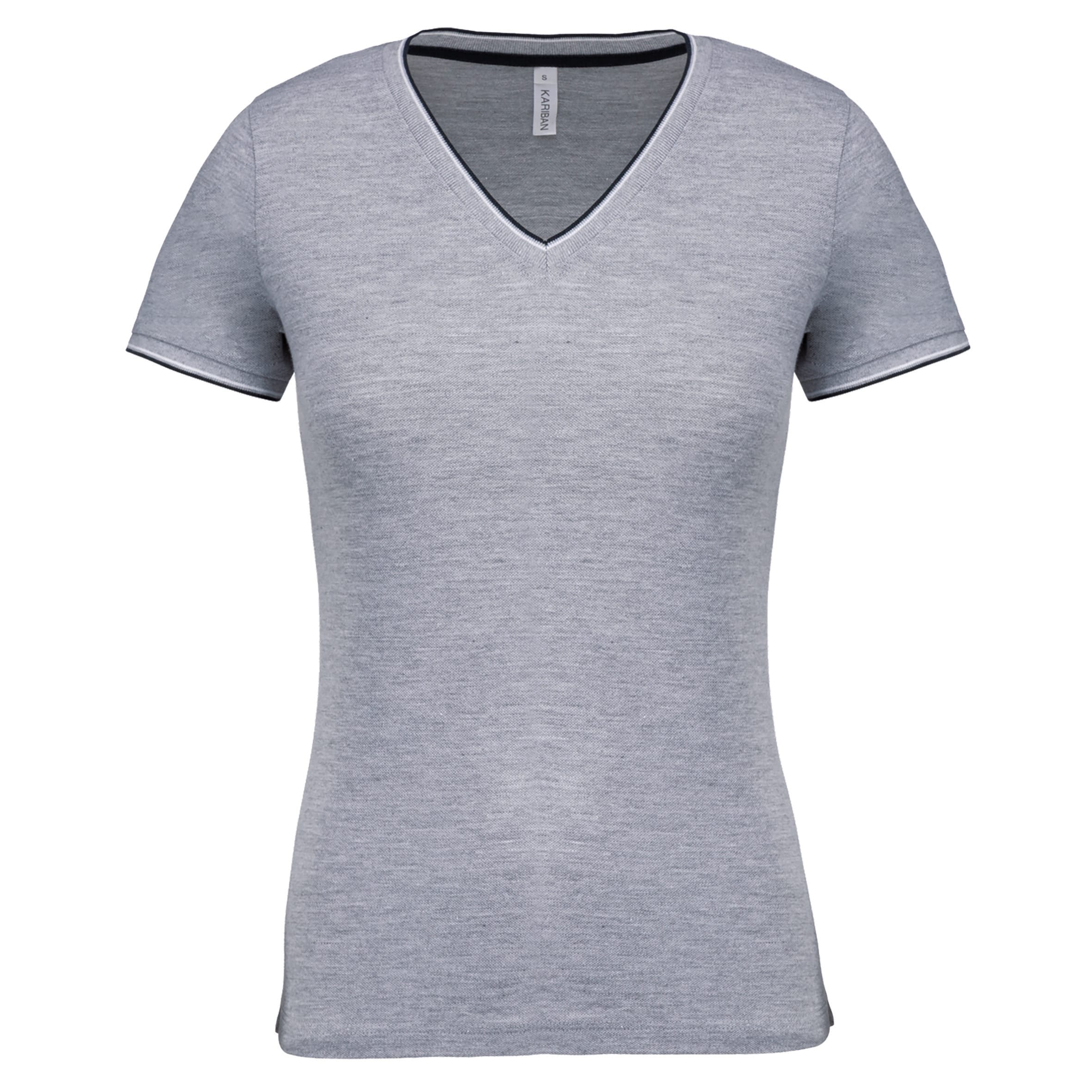 Dames-t-shirt piqué V-hals
