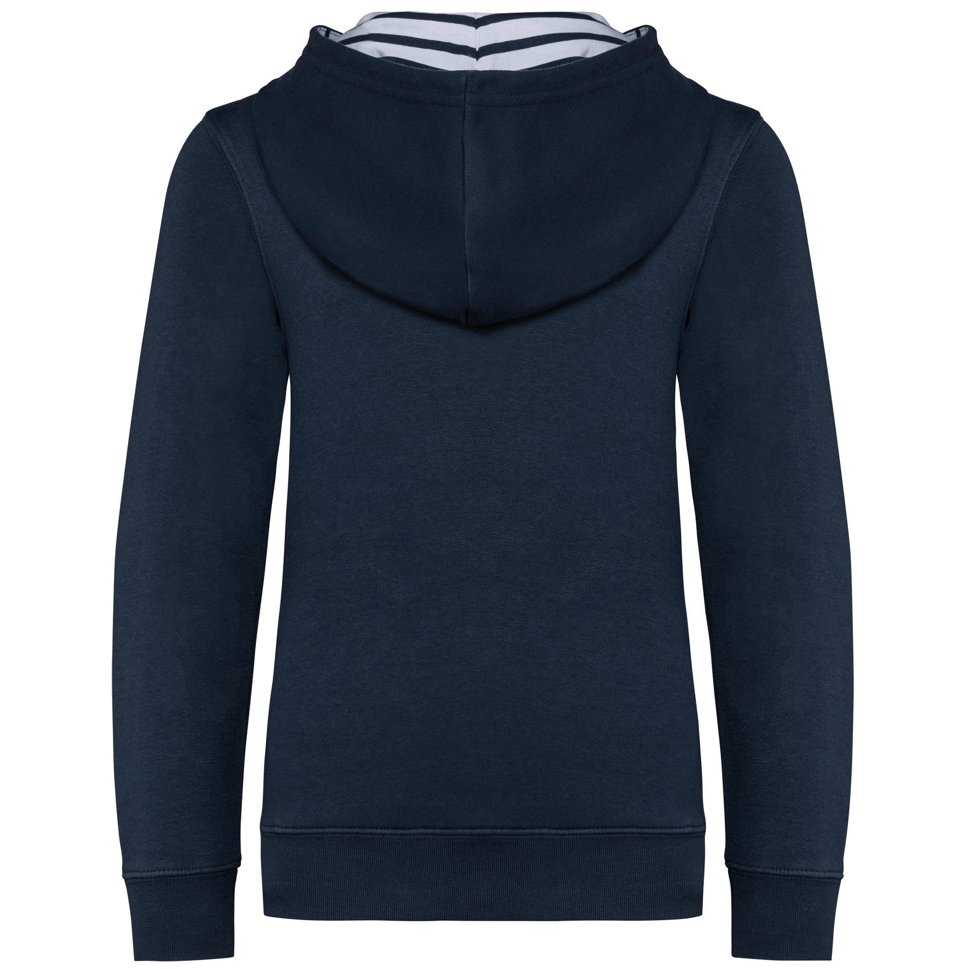 Unisex kindersweater met contrasterende capuchon met motief