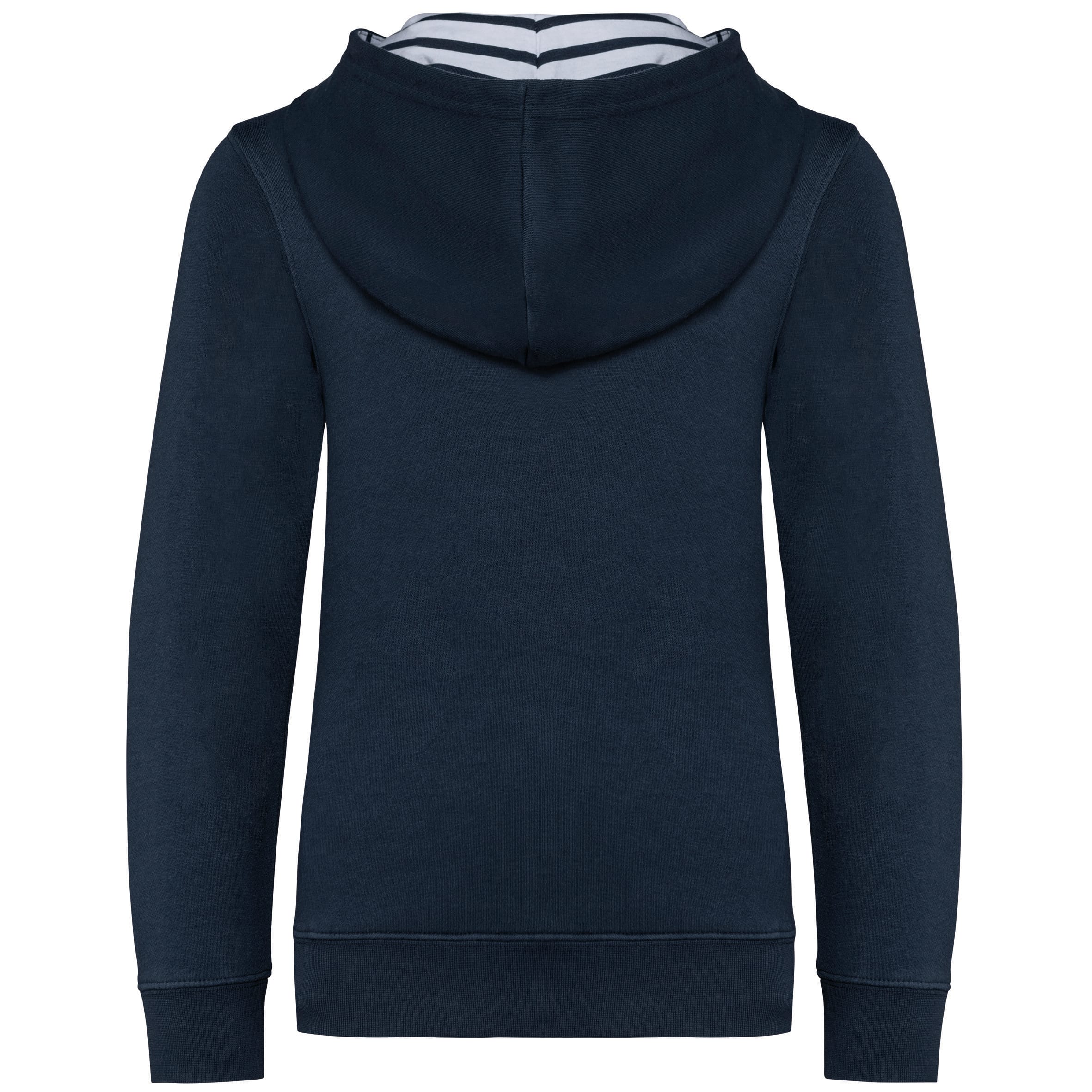 Unisex kindersweater met contrasterende capuchon met motief