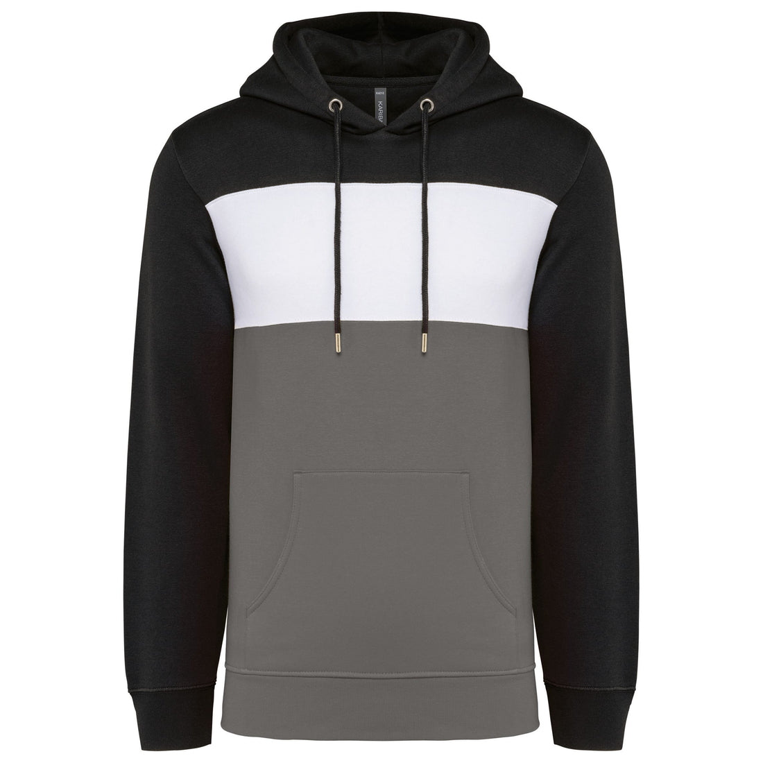 Driekleurige unisex sweater met capuchon