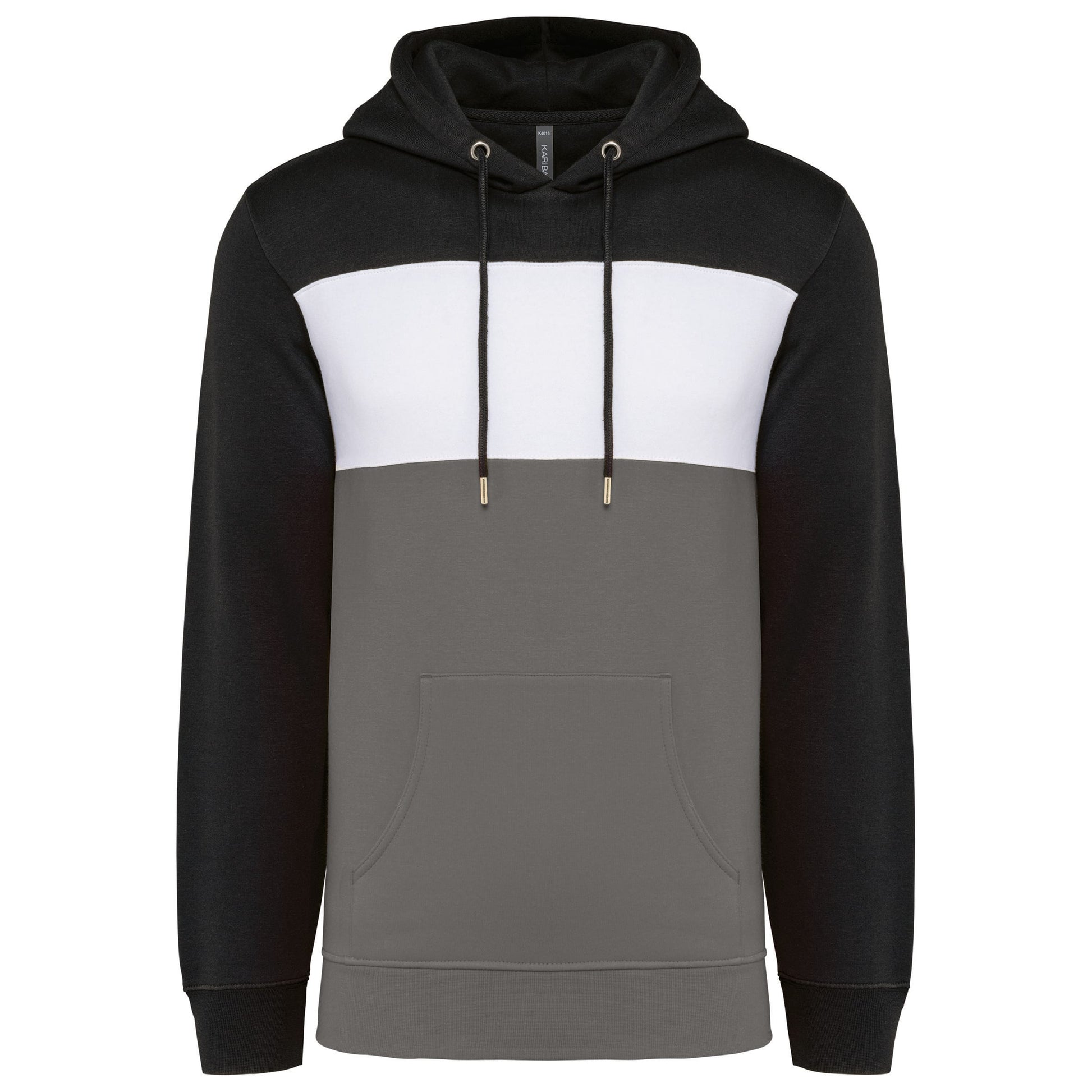 Driekleurige unisex sweater met capuchon