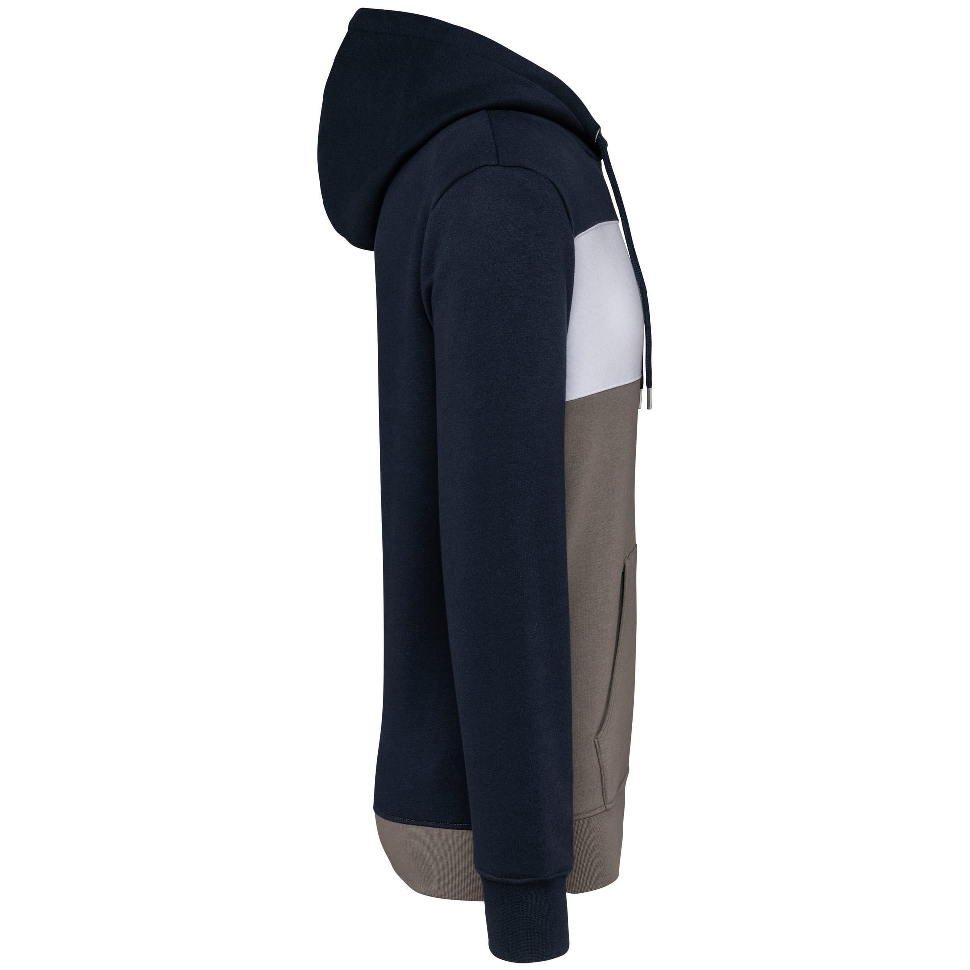 Driekleurige unisex sweater met capuchon