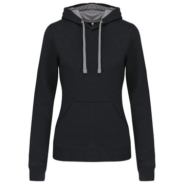 Damessweater met capuchon in contrasterende kleur