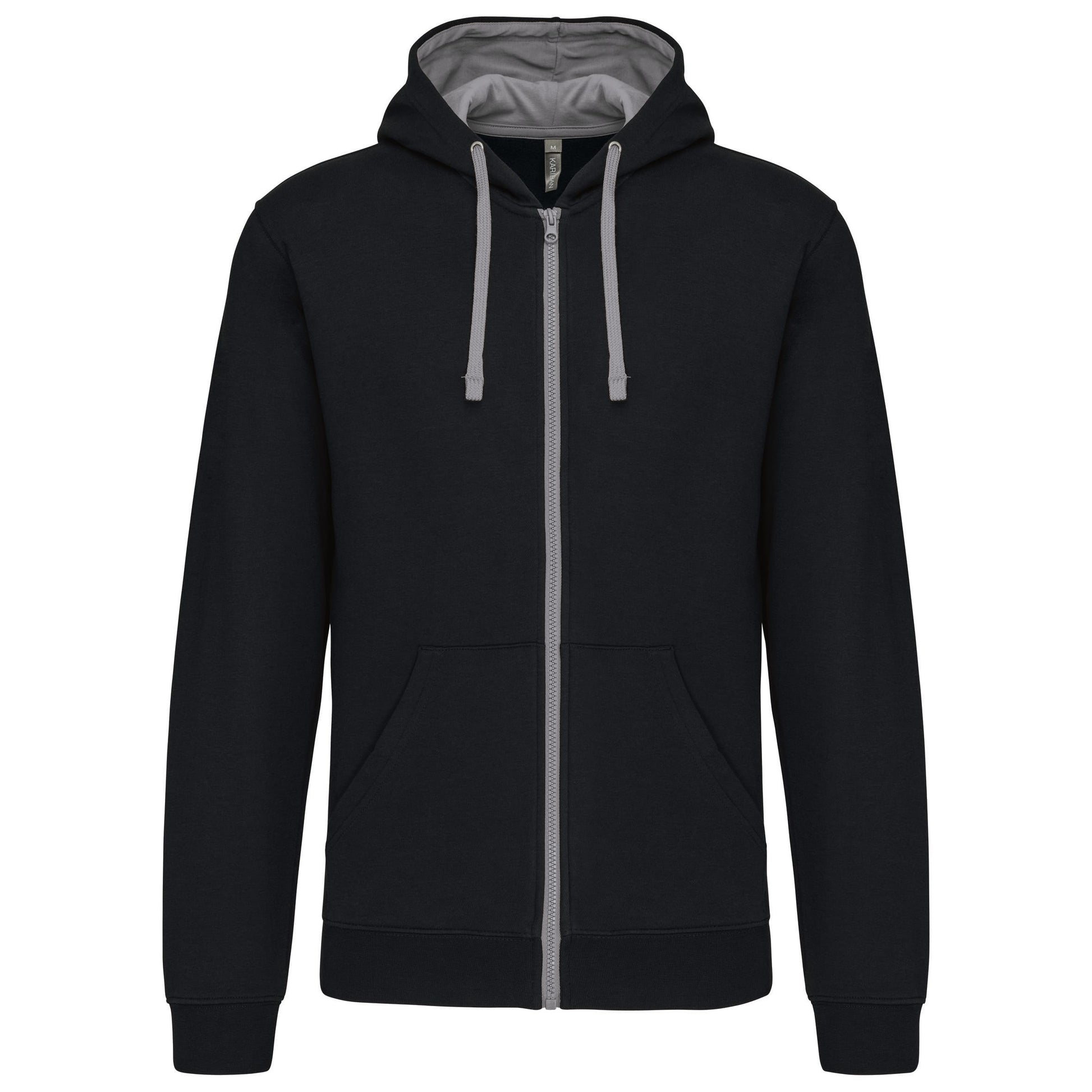 Herensweater met rits en capuchon in contrasterende kleur