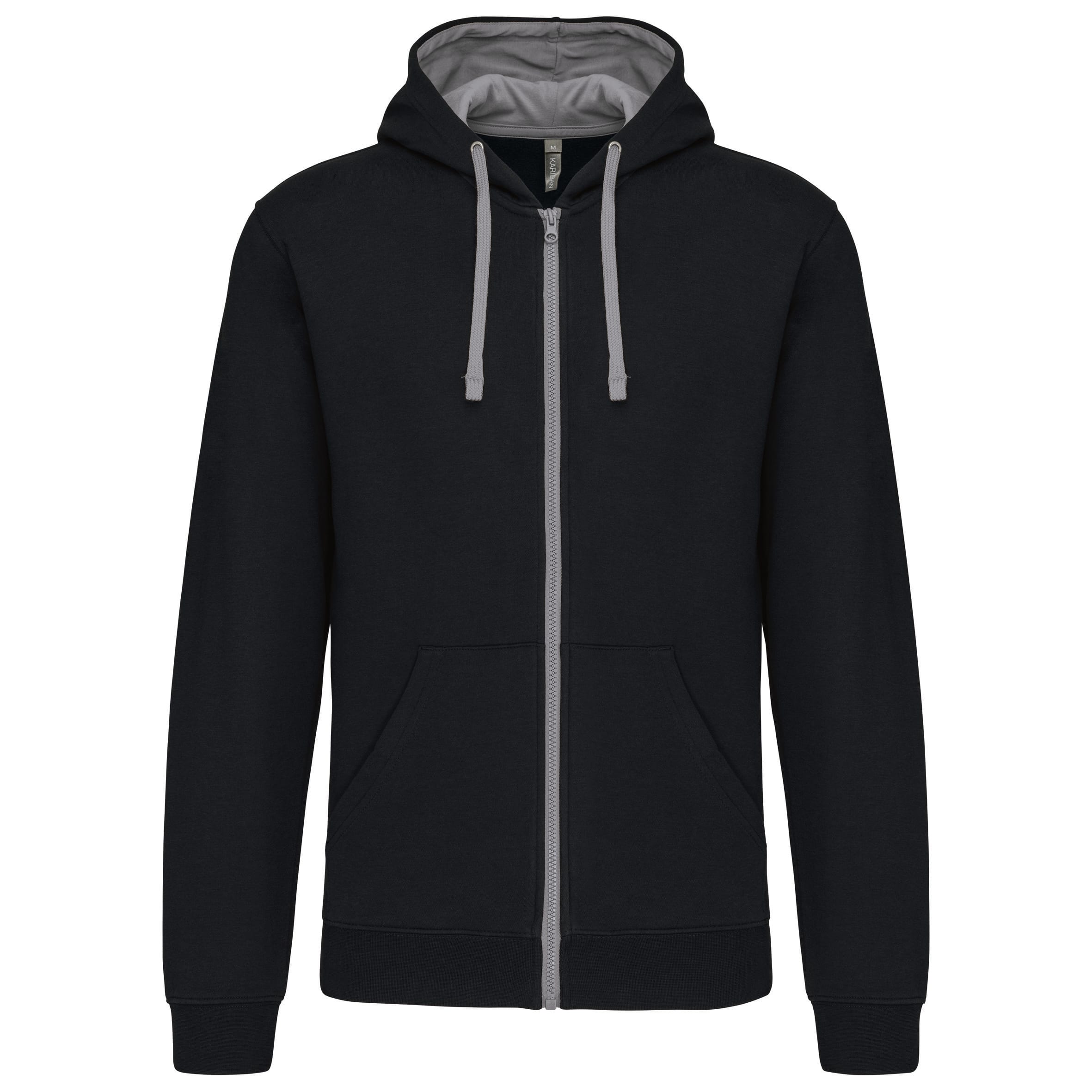 Herensweater met rits en capuchon in contrasterende kleur