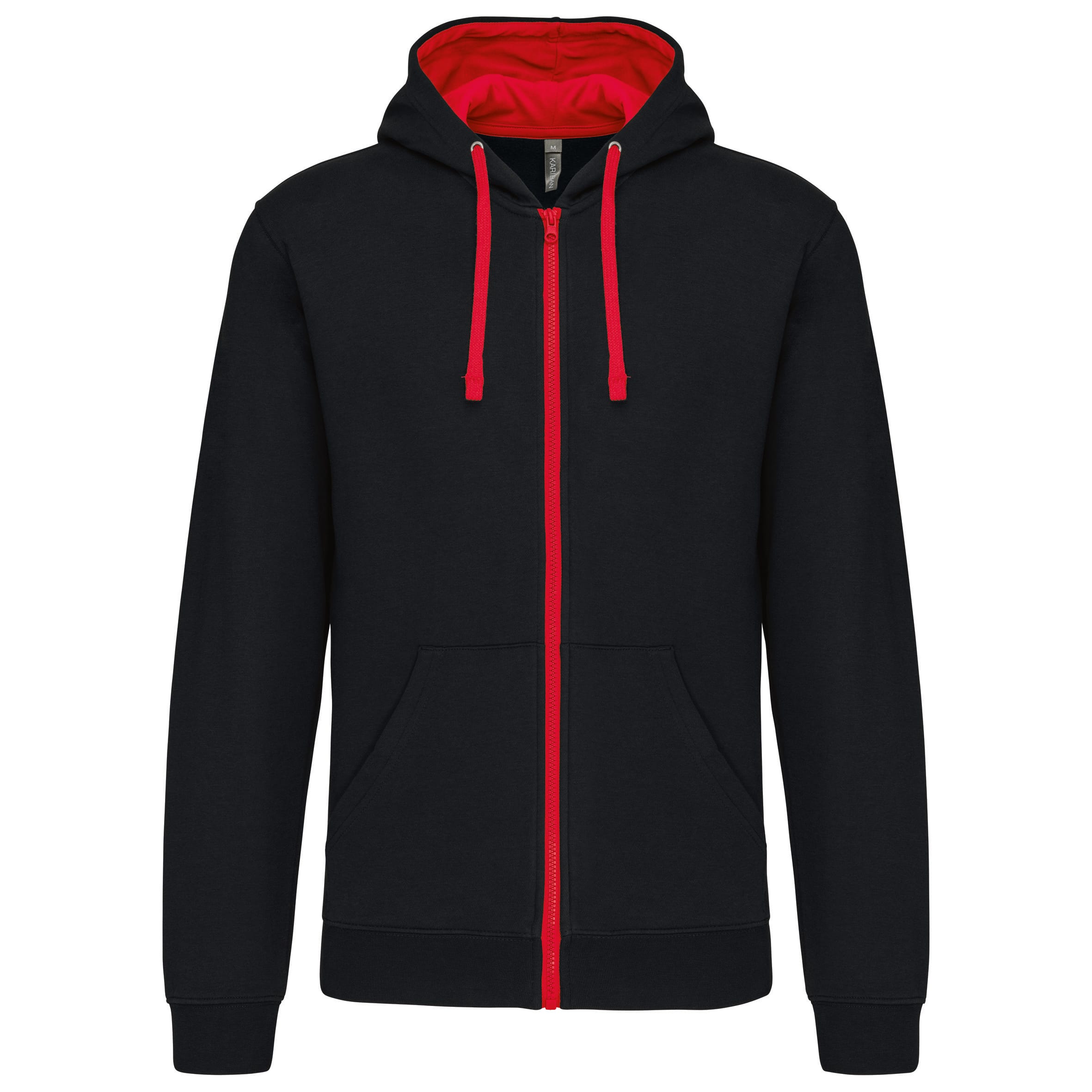 Herensweater met rits en capuchon in contrasterende kleur