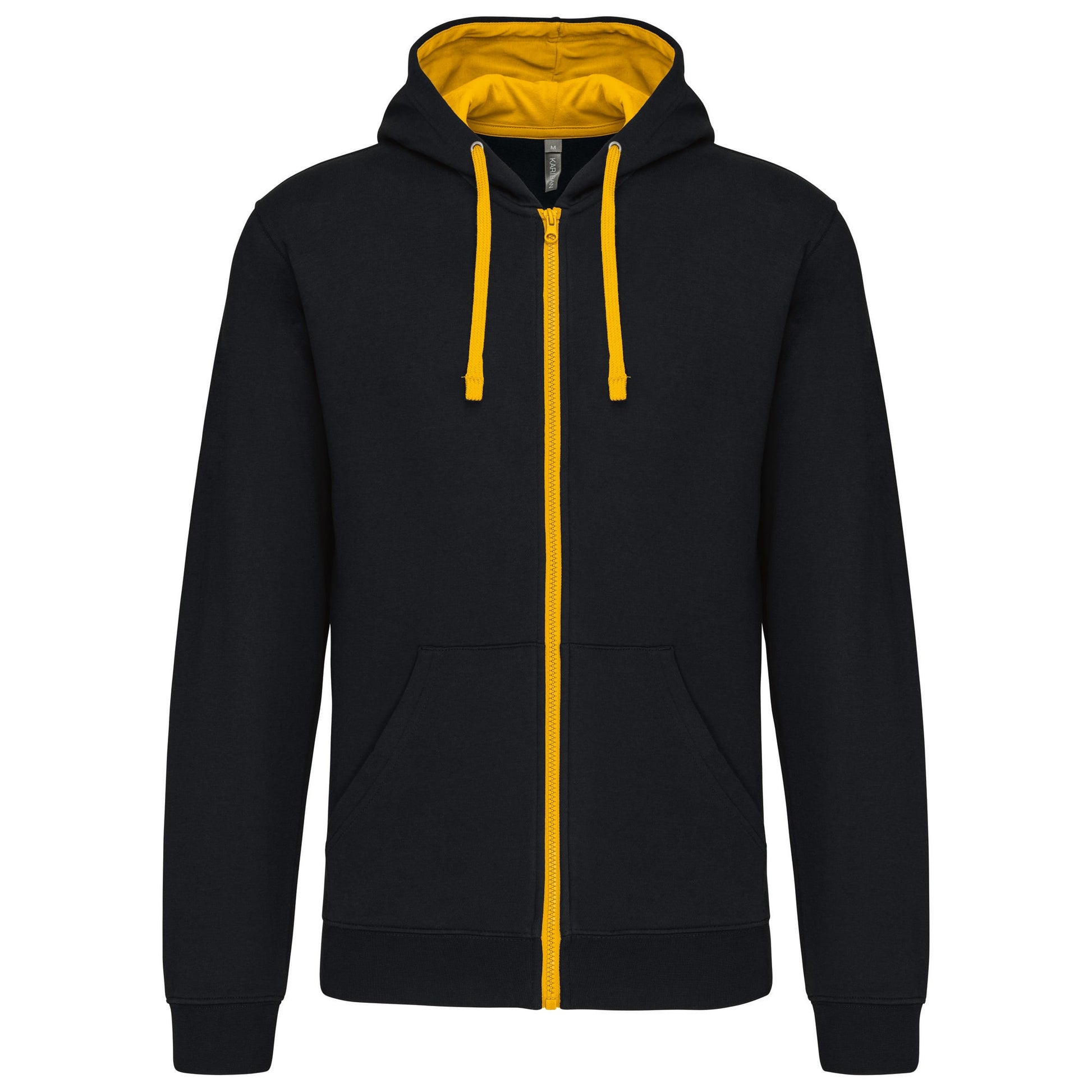 Herensweater met rits en capuchon in contrasterende kleur
