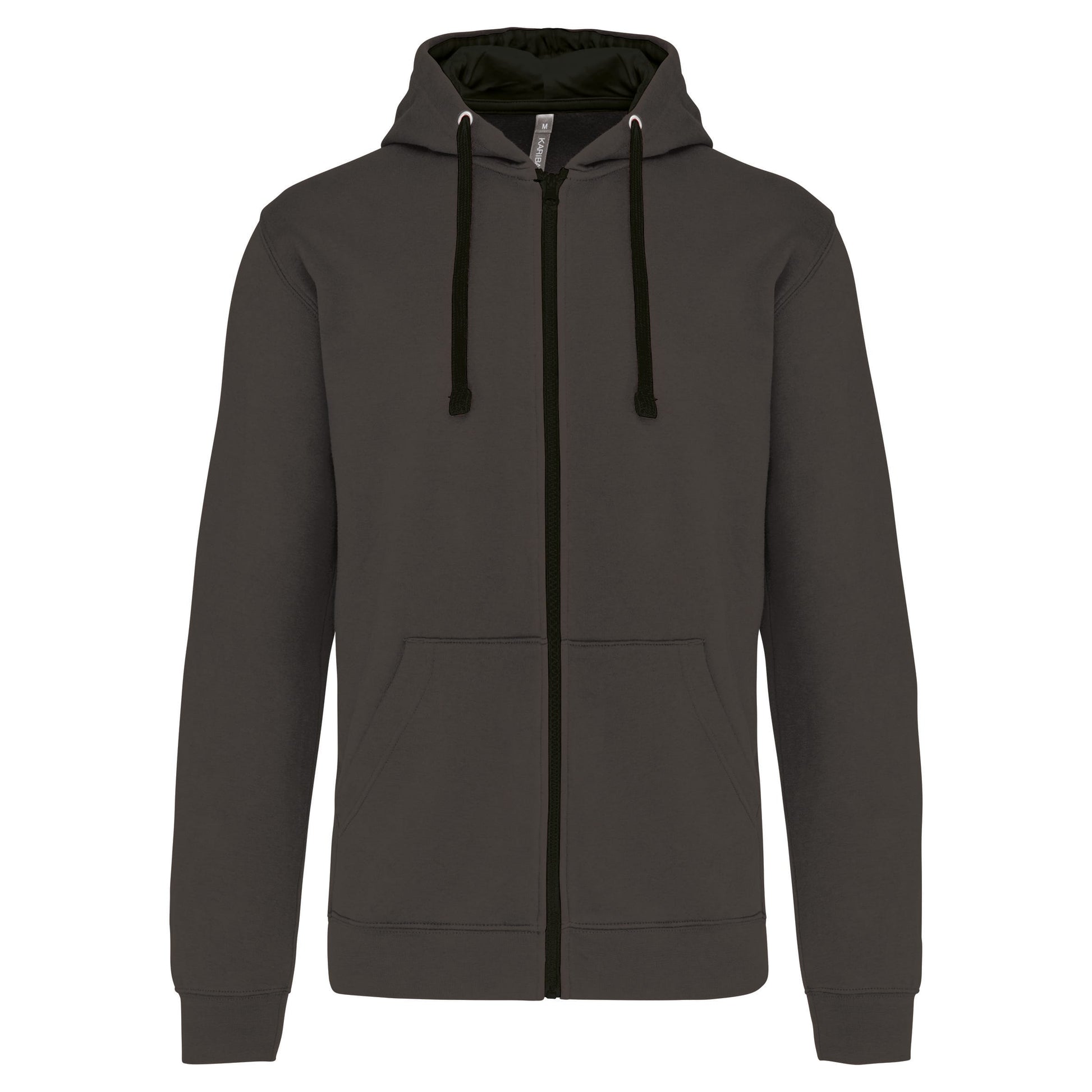 Herensweater met rits en capuchon in contrasterende kleur