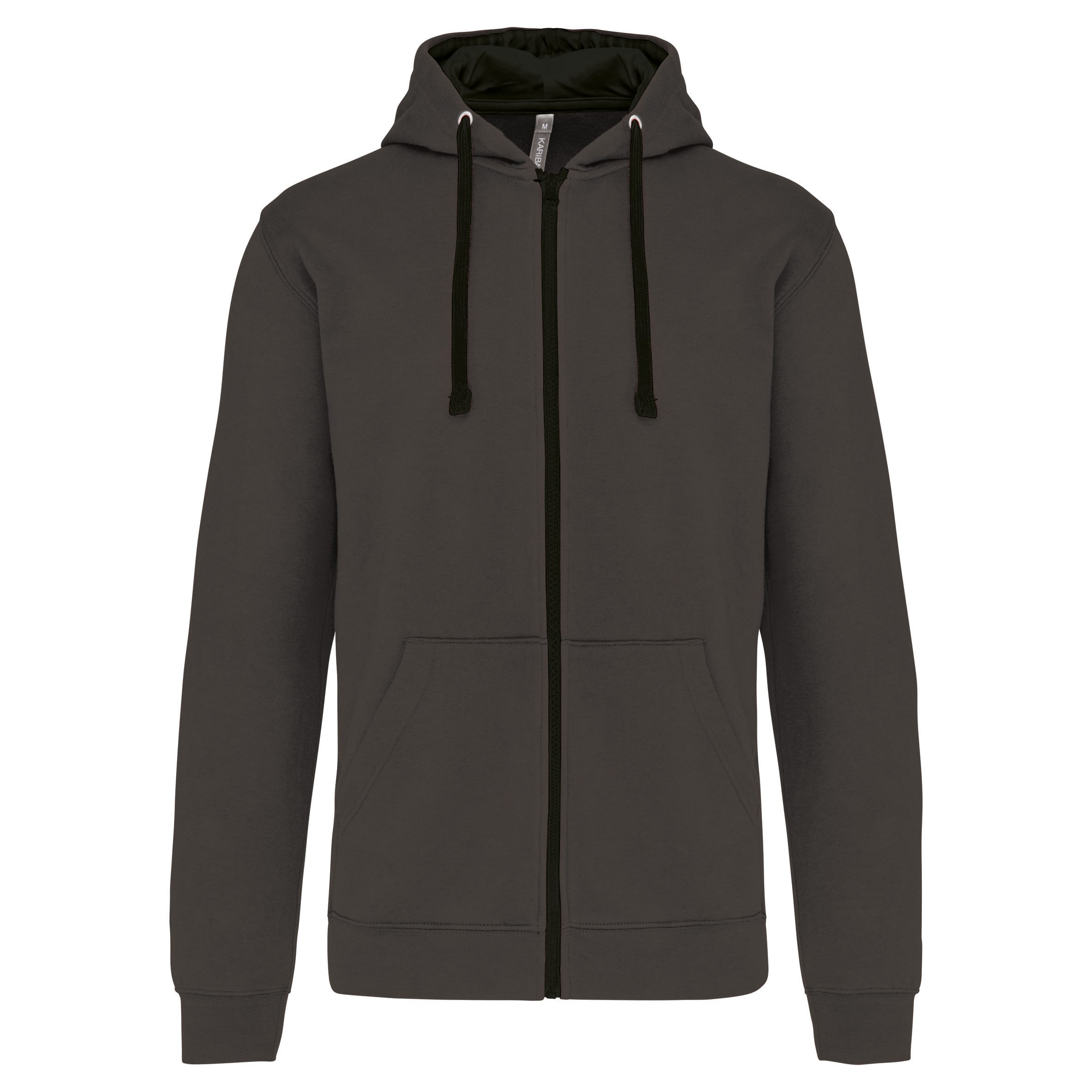 Herensweater met rits en capuchon in contrasterende kleur