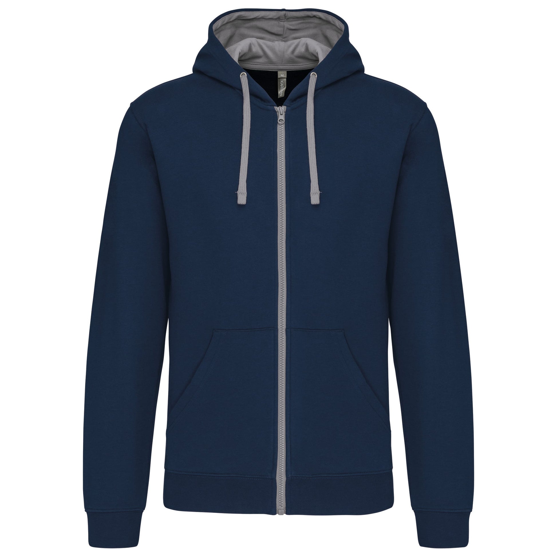 Herensweater met rits en capuchon in contrasterende kleur