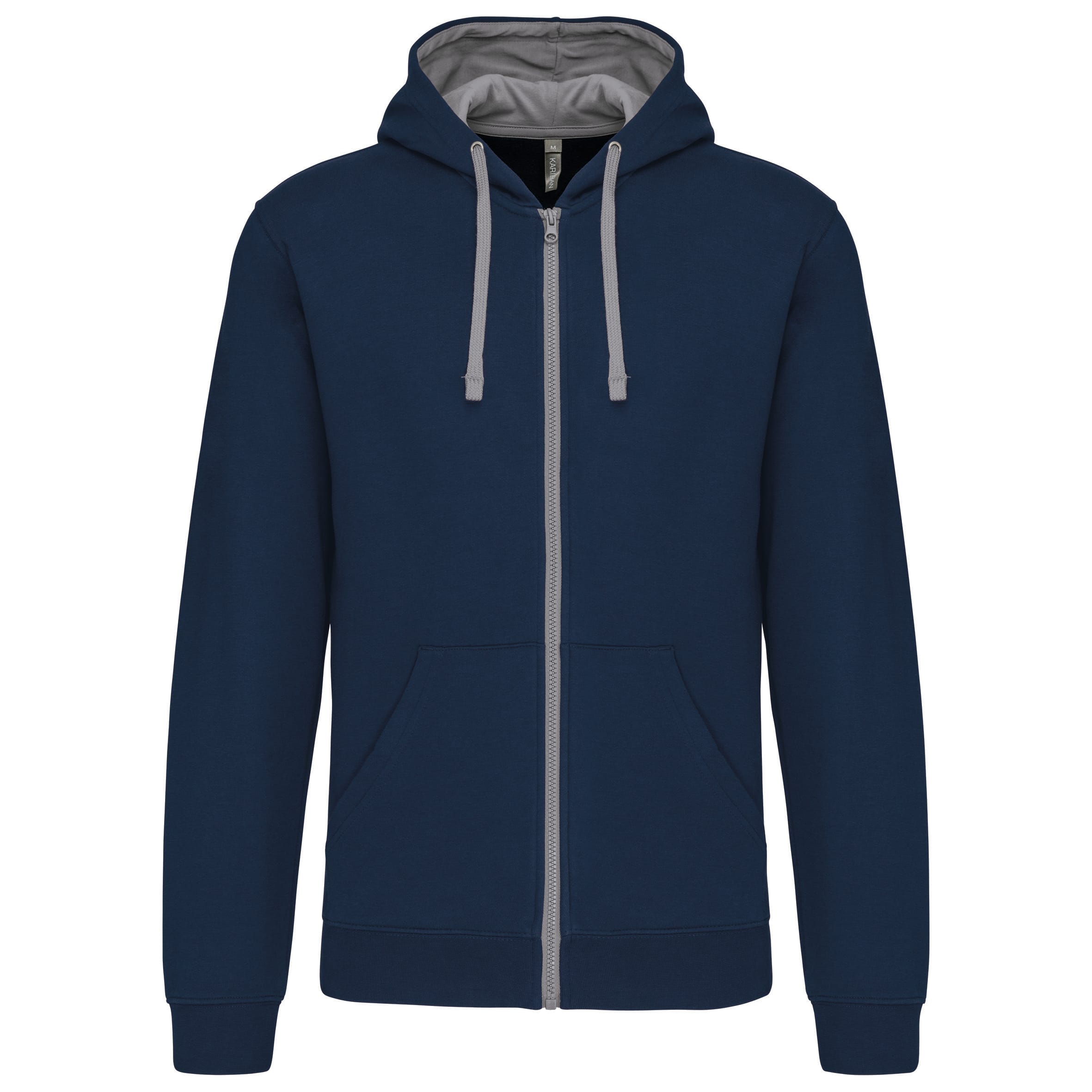 Herensweater met rits en capuchon in contrasterende kleur