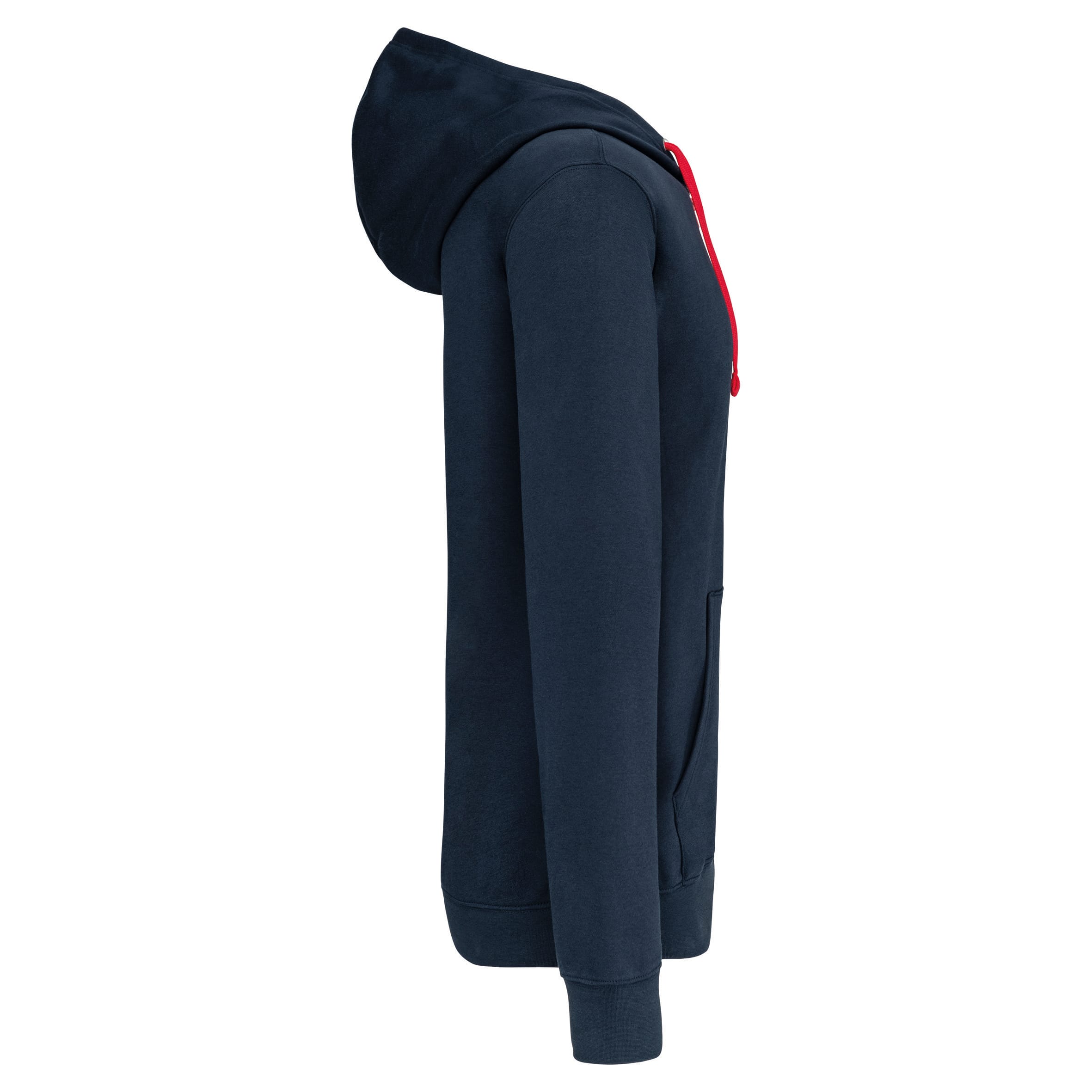 Herensweater met rits en capuchon in contrasterende kleur