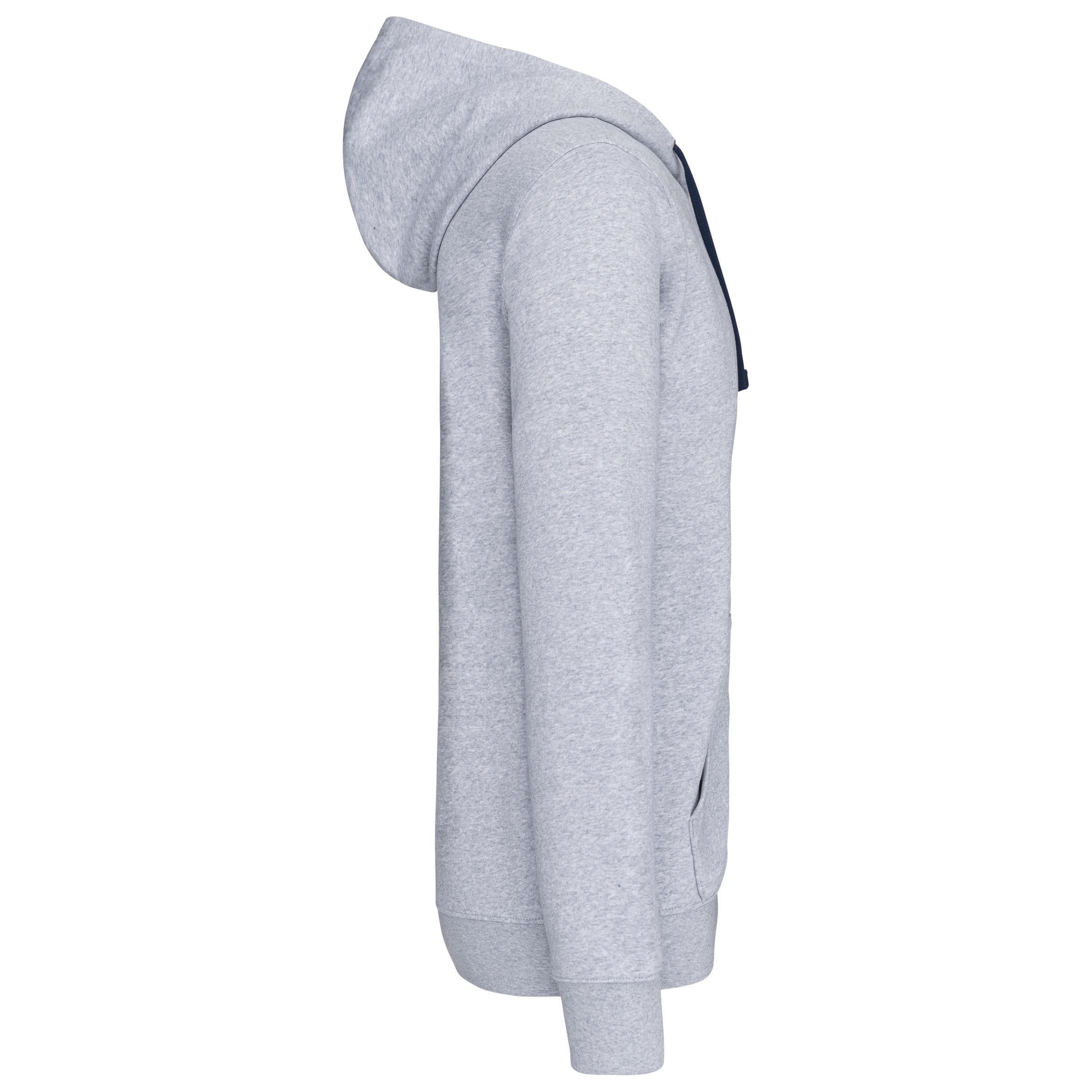 Herensweater met rits en capuchon in contrasterende kleur