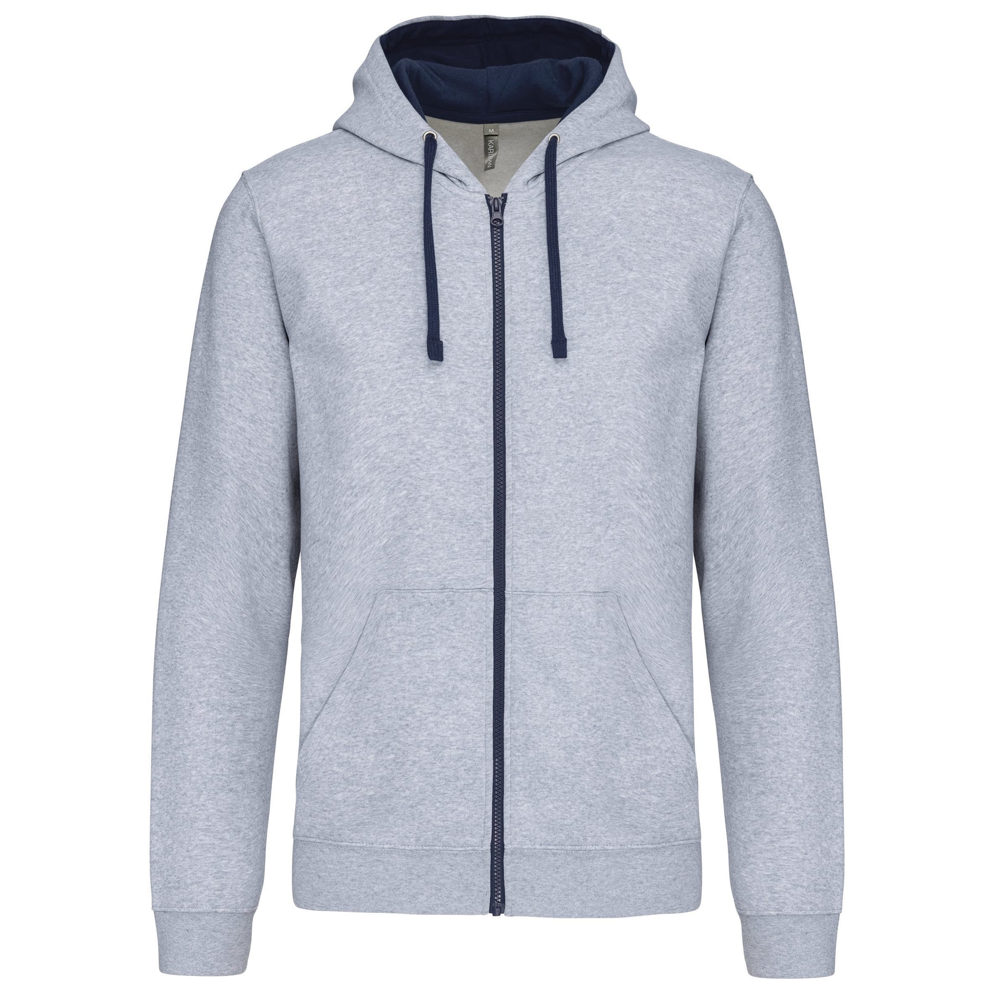Herensweater met rits en capuchon in contrasterende kleur