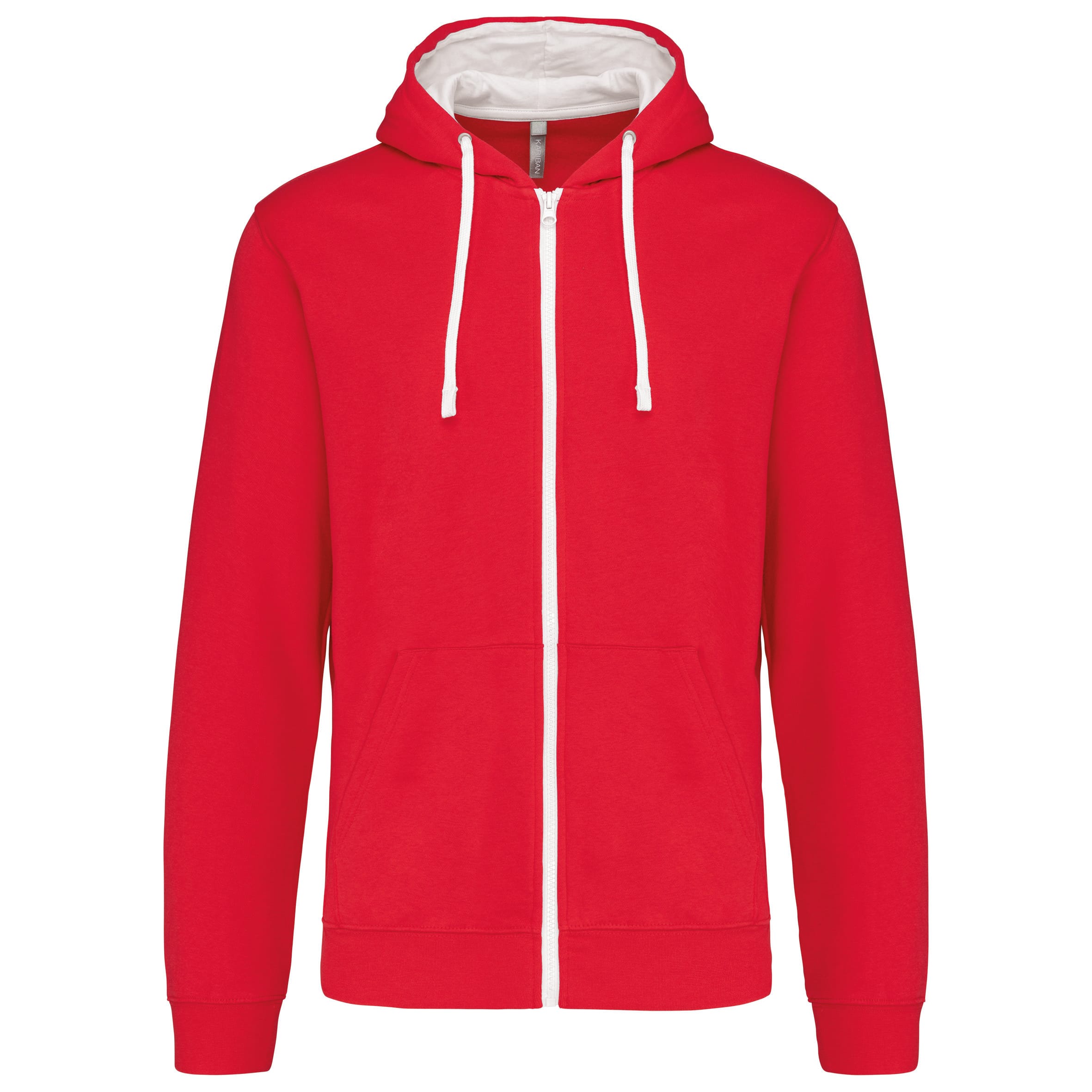 Herensweater met rits en capuchon in contrasterende kleur
