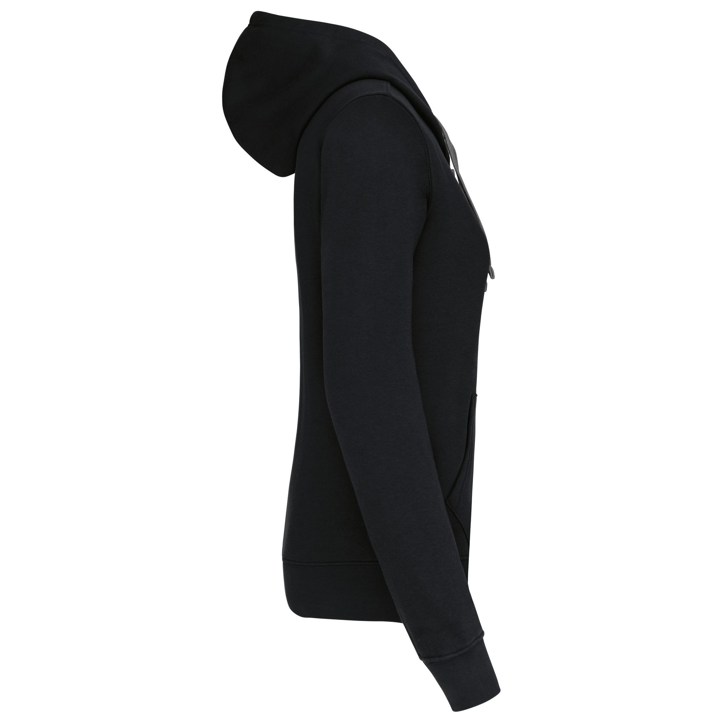 Damessweater met rits en capuchon in contrasterende kleur