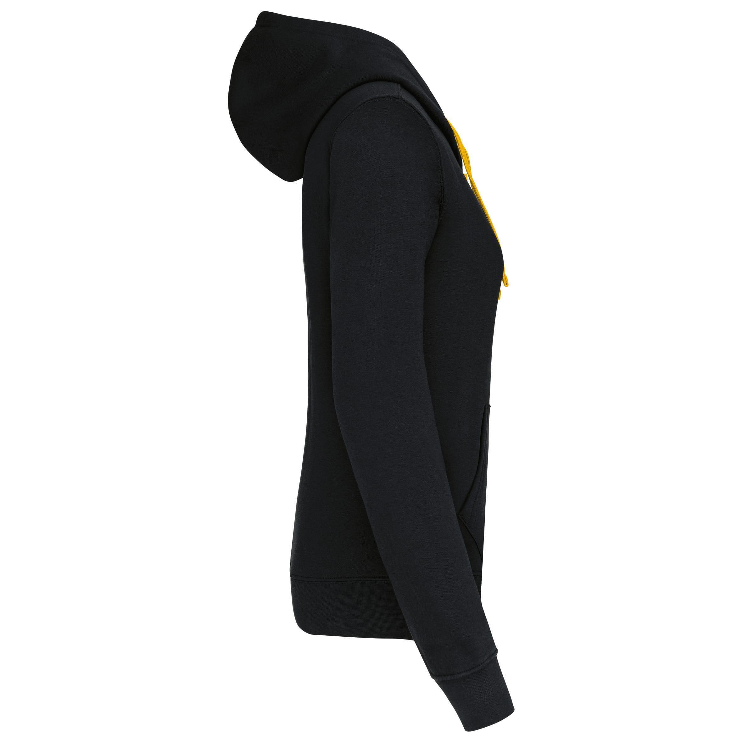 Damessweater met rits en capuchon in contrasterende kleur