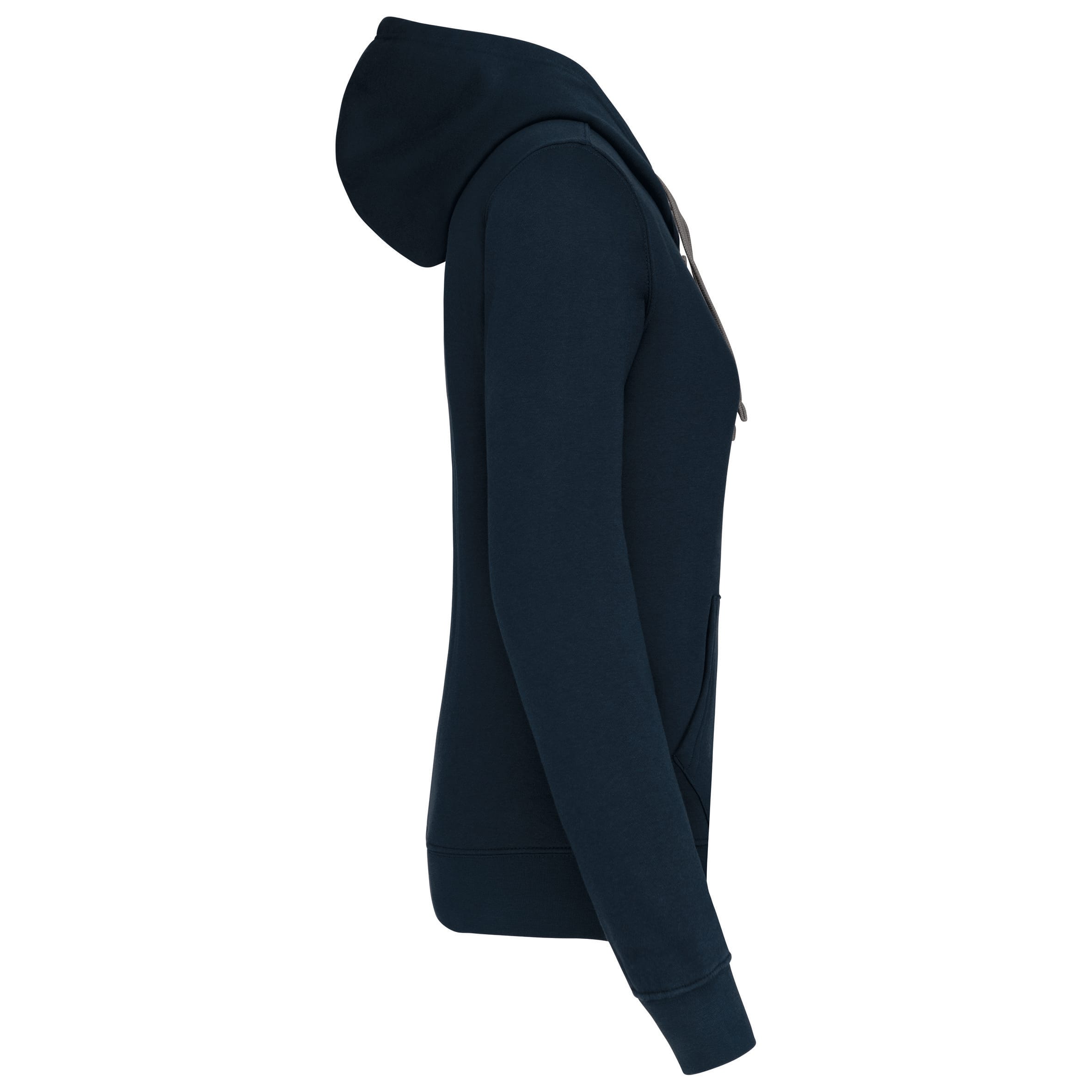 Damessweater met rits en capuchon in contrasterende kleur