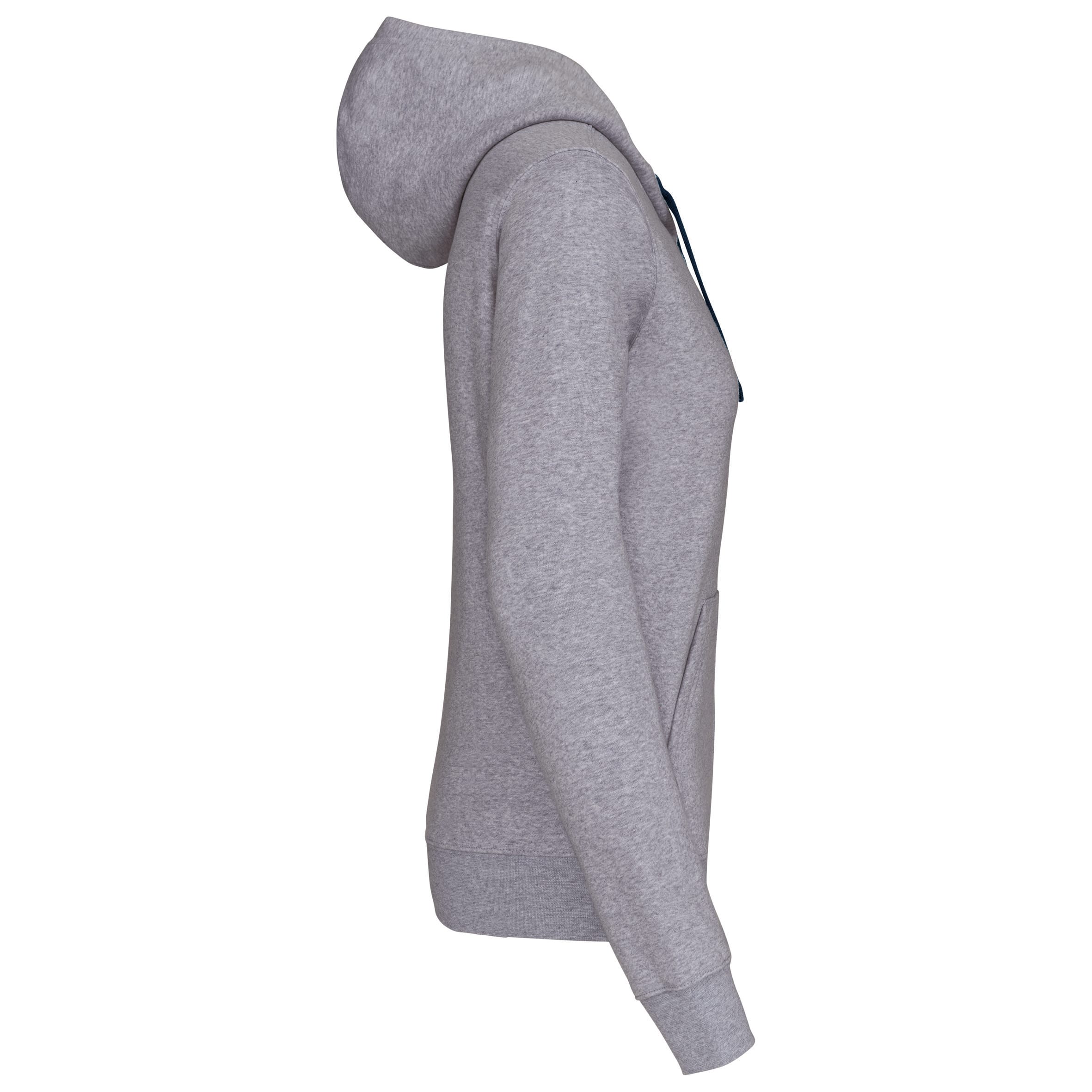 Damessweater met rits en capuchon in contrasterende kleur
