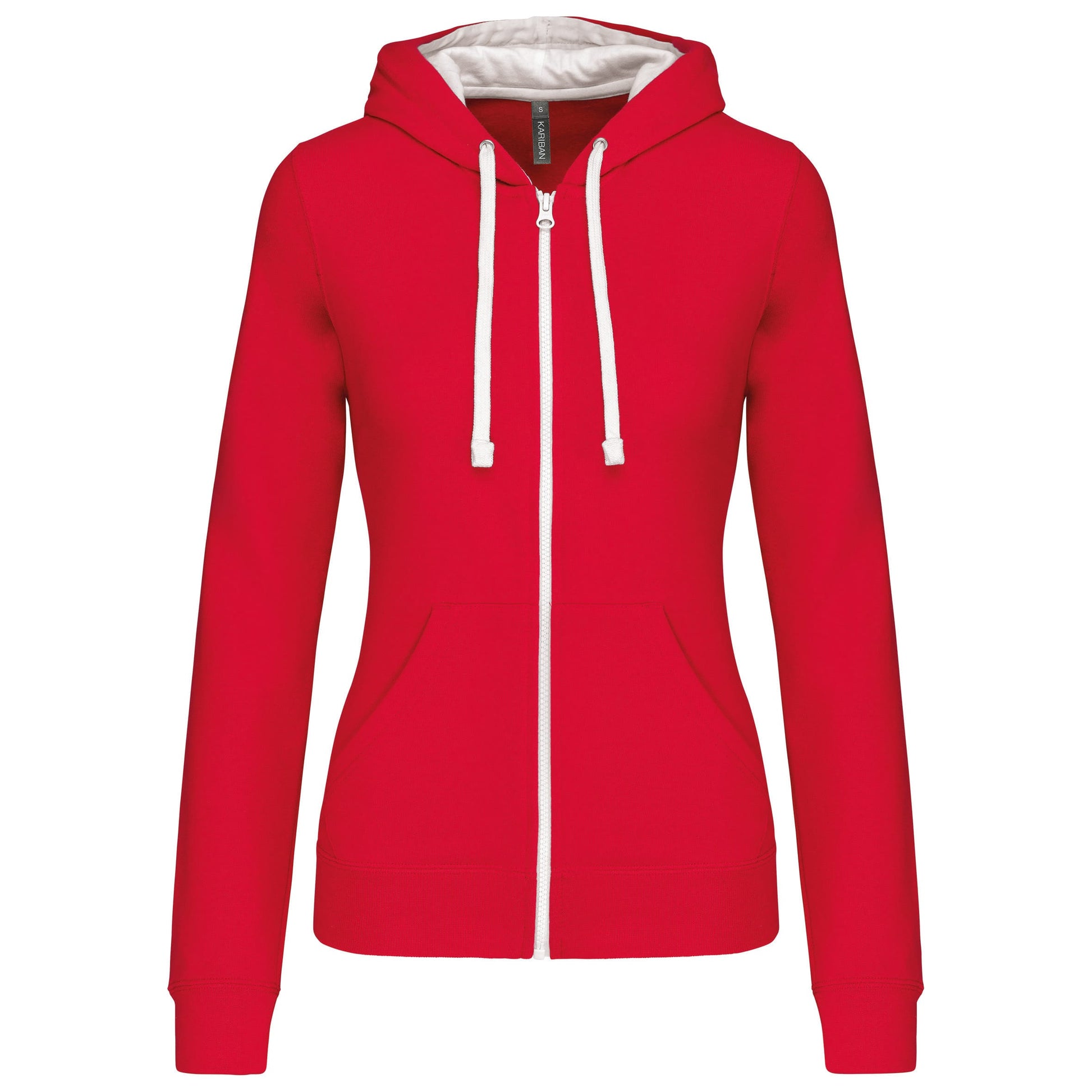 Damessweater met rits en capuchon in contrasterende kleur