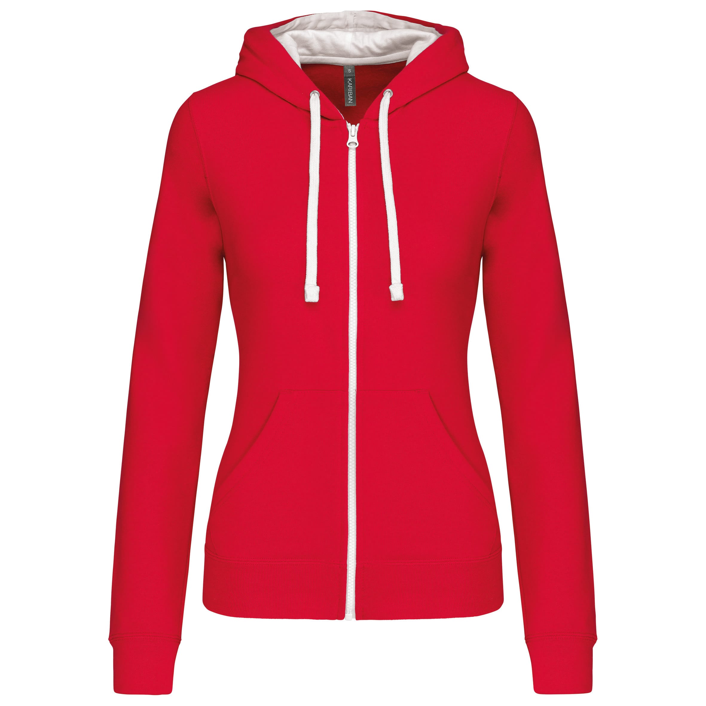 Damessweater met rits en capuchon in contrasterende kleur