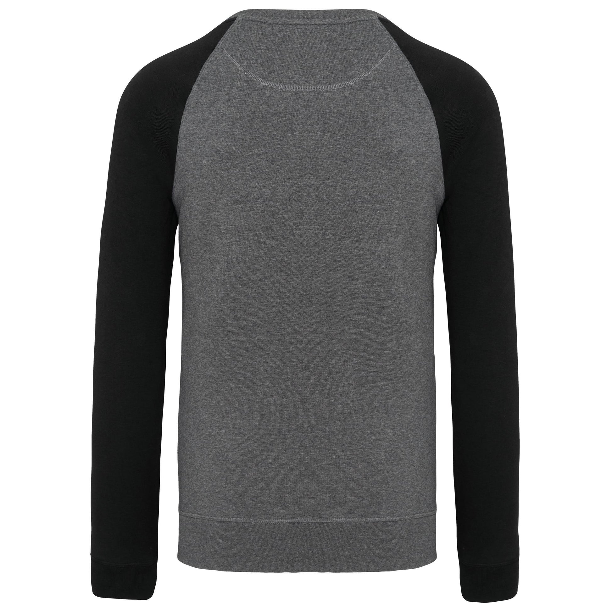 Tweekleurige herensweater BIO French Terry ronde hals raglanmouwen