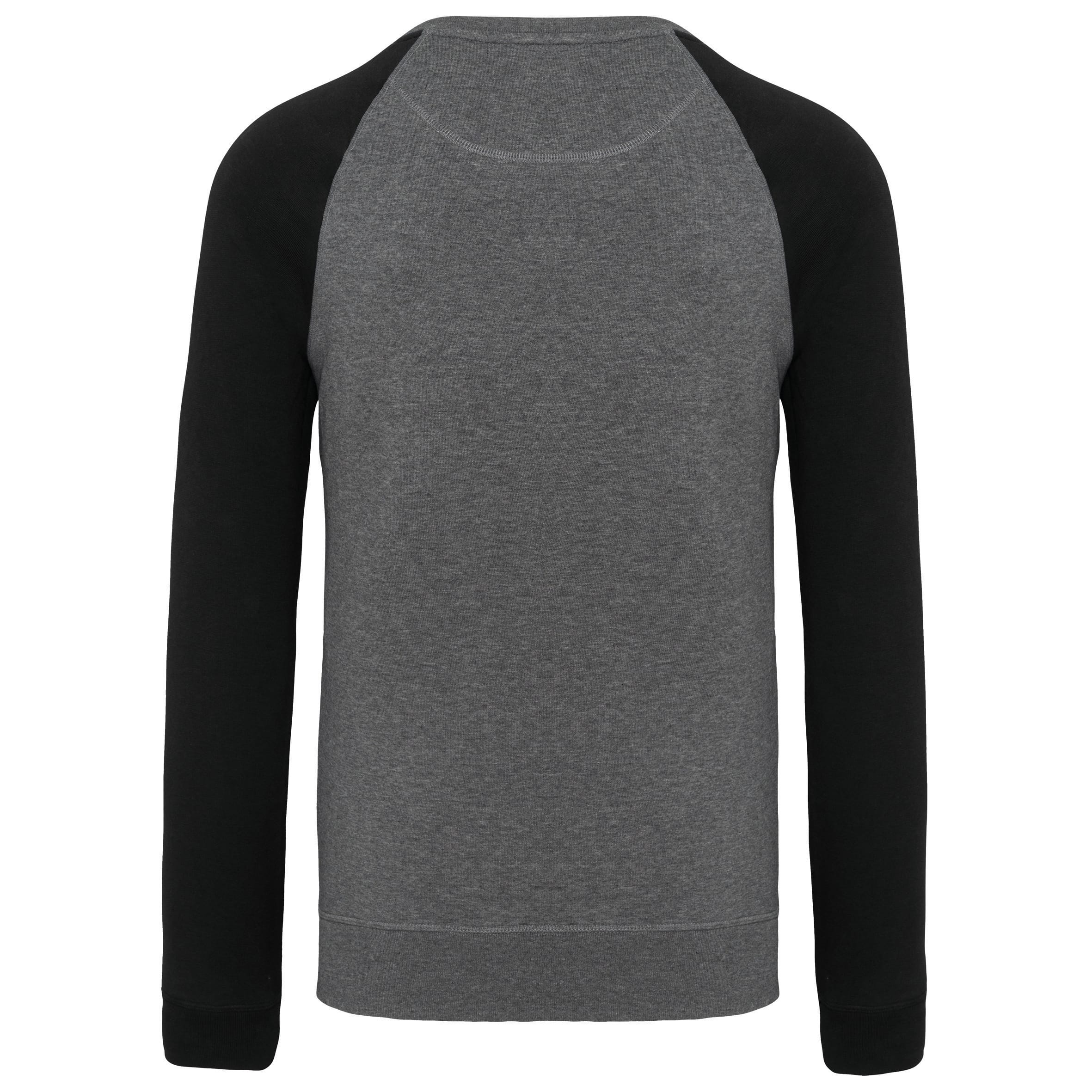 Tweekleurige herensweater BIO French Terry ronde hals raglanmouwen
