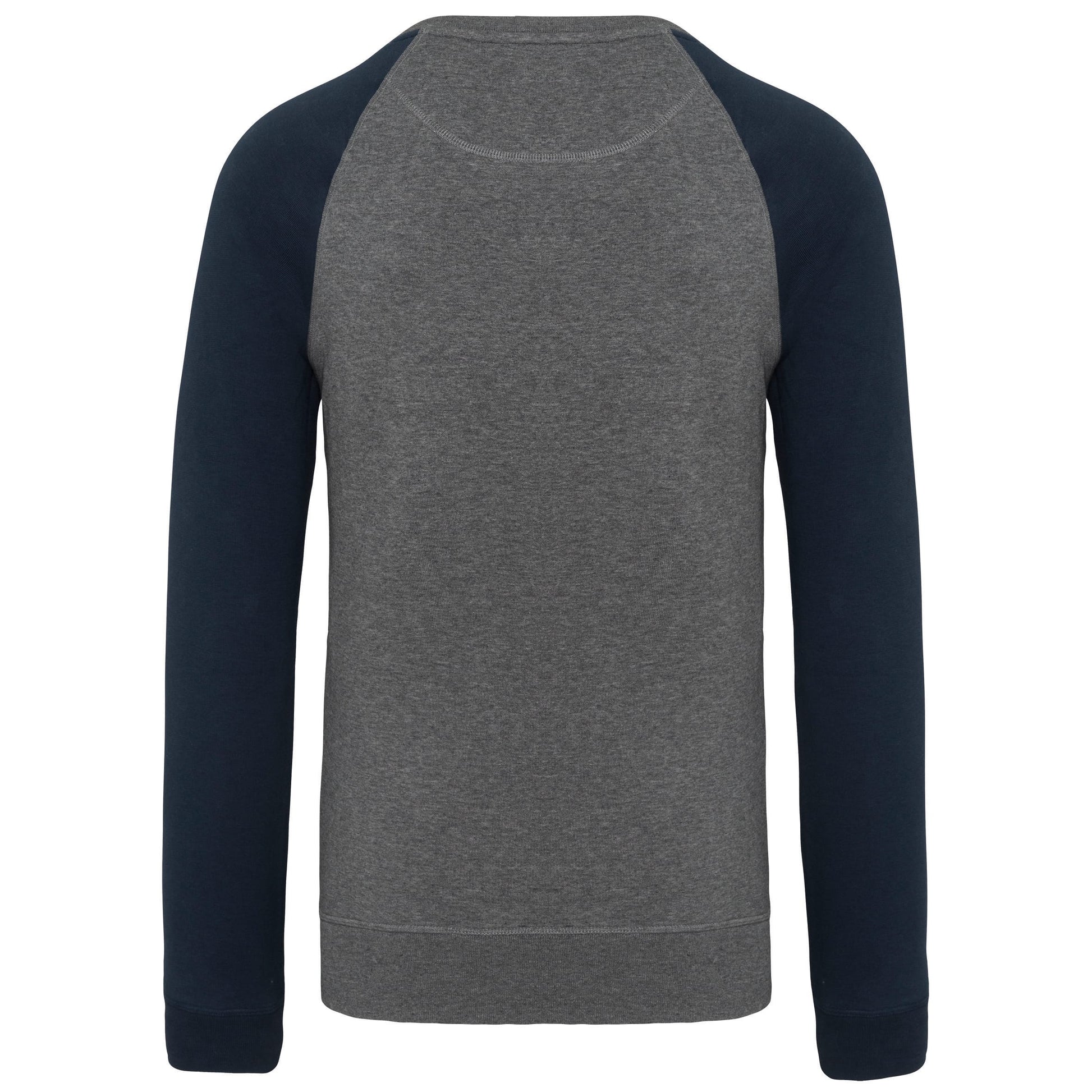 Tweekleurige herensweater BIO French Terry ronde hals raglanmouwen
