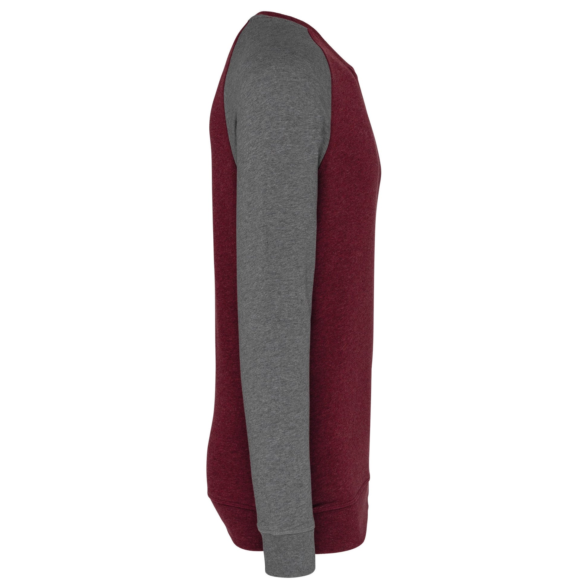 Tweekleurige herensweater BIO French Terry ronde hals raglanmouwen