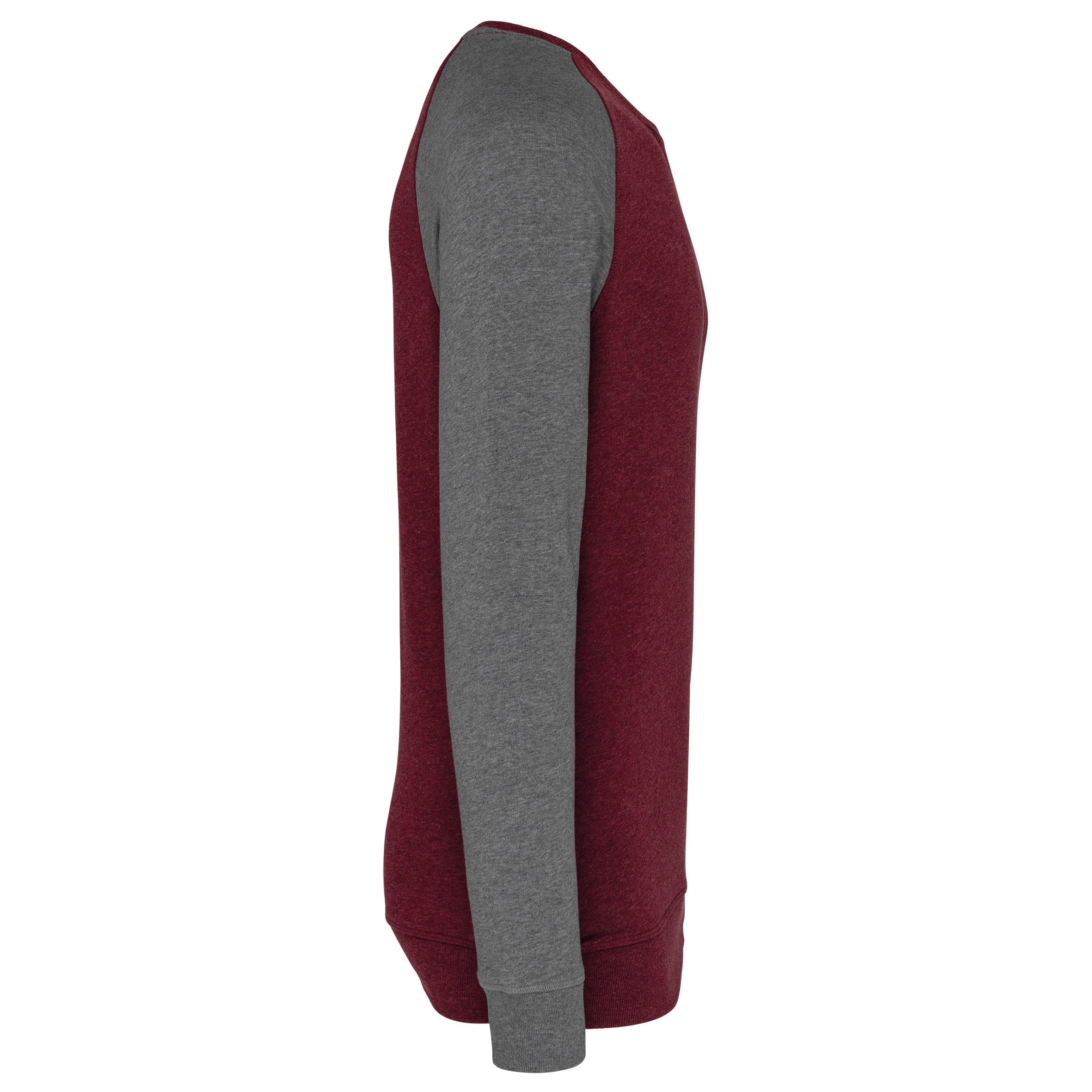 Tweekleurige herensweater BIO French Terry ronde hals raglanmouwen