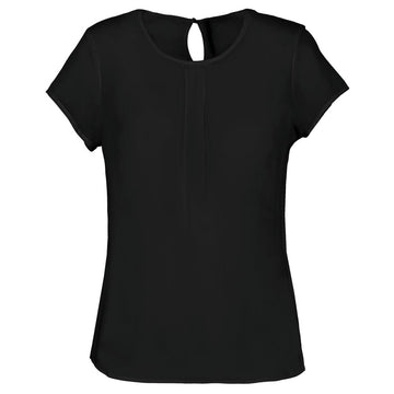 Damesblouse in crêpe met korte mouwen