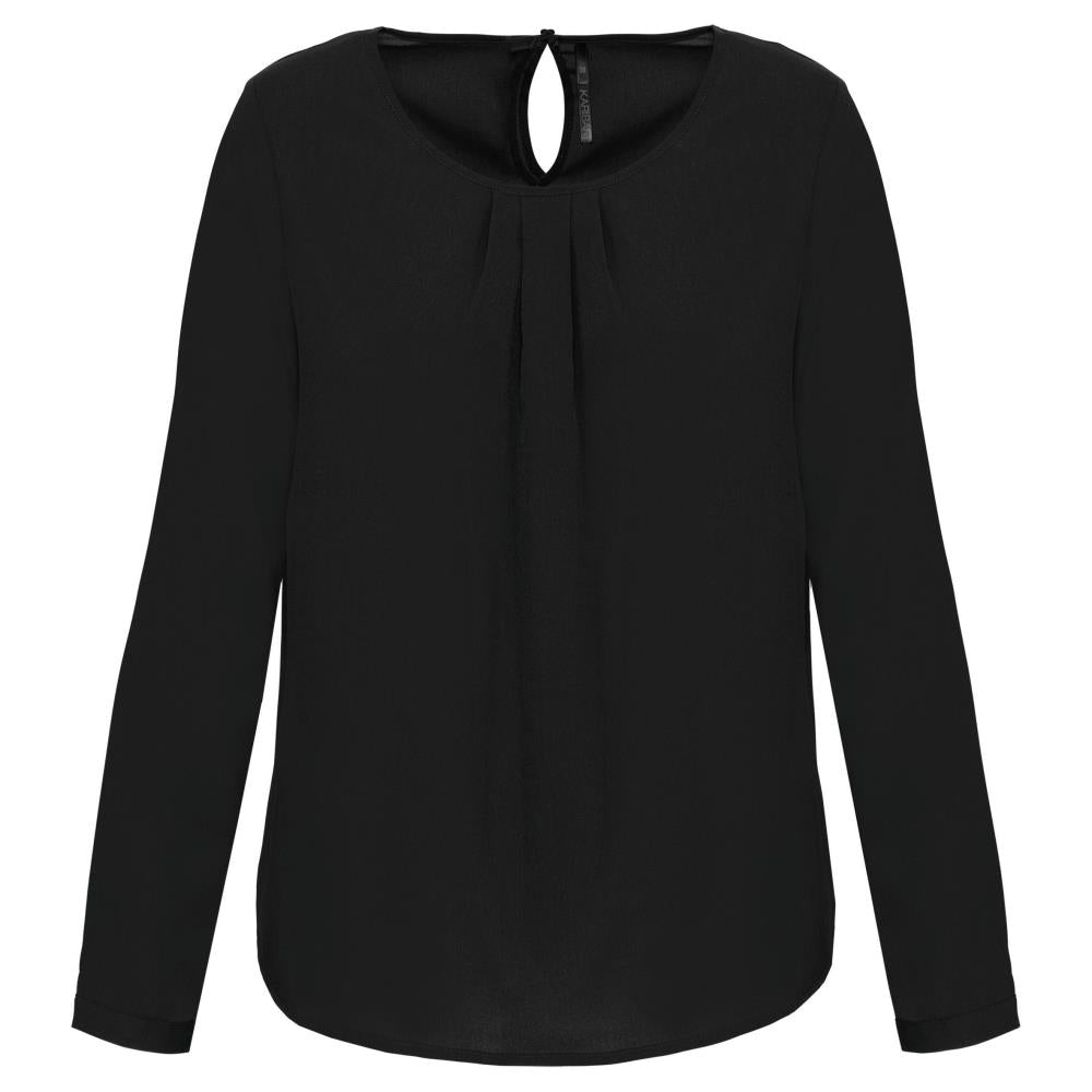 Damesblouse in crêpe met lange mouwen