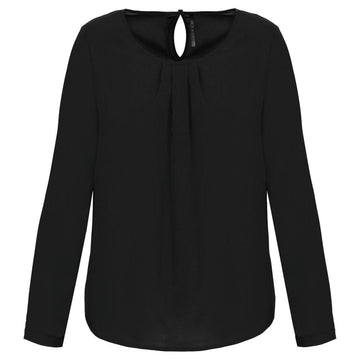 Damesblouse in crêpe met lange mouwen