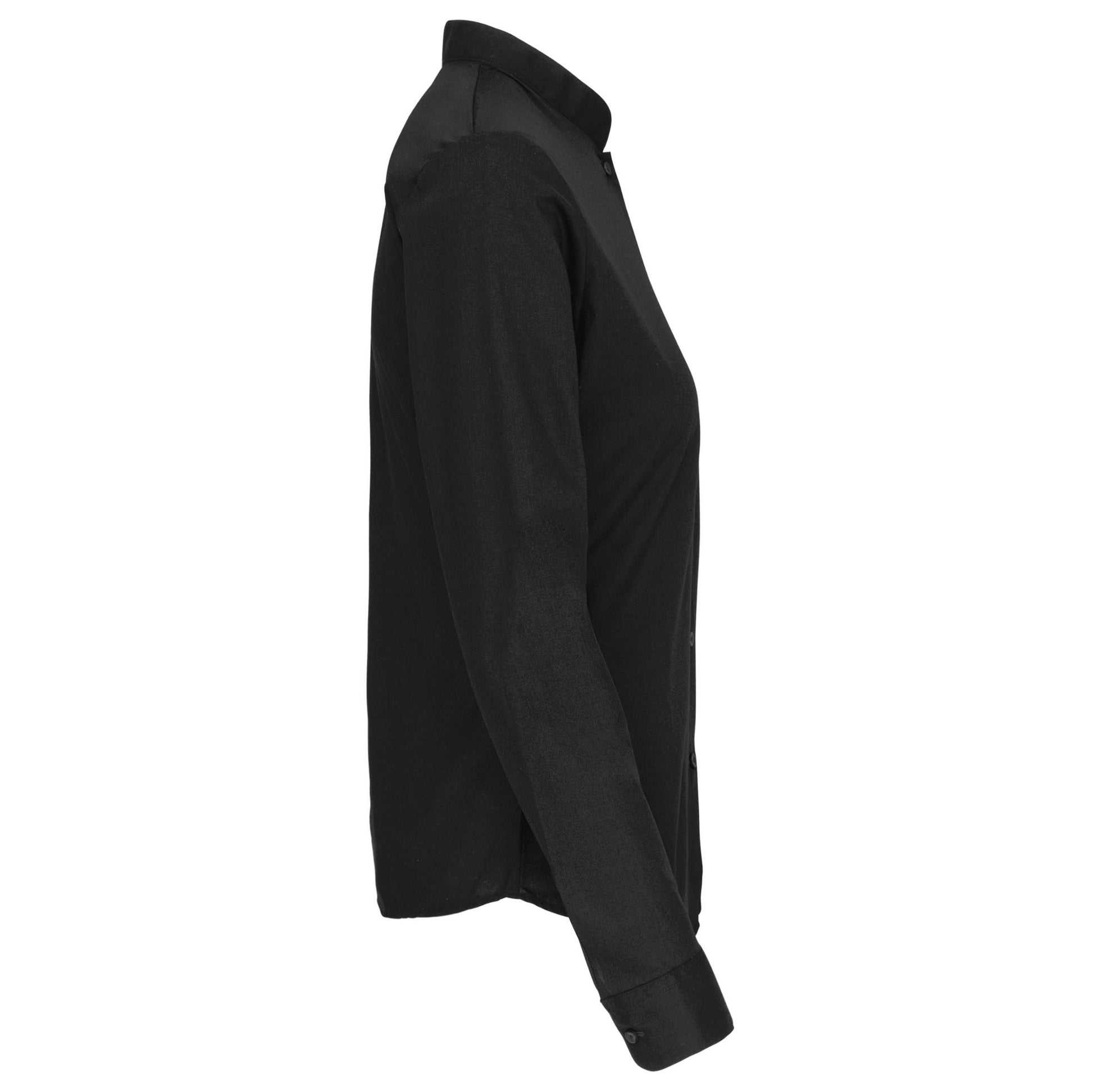 Damesblouse met "Mao" kraag lange mouwen