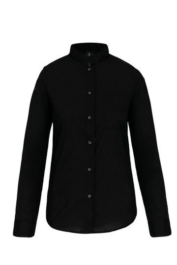 Damesblouse met "Mao" kraag lange mouwen
