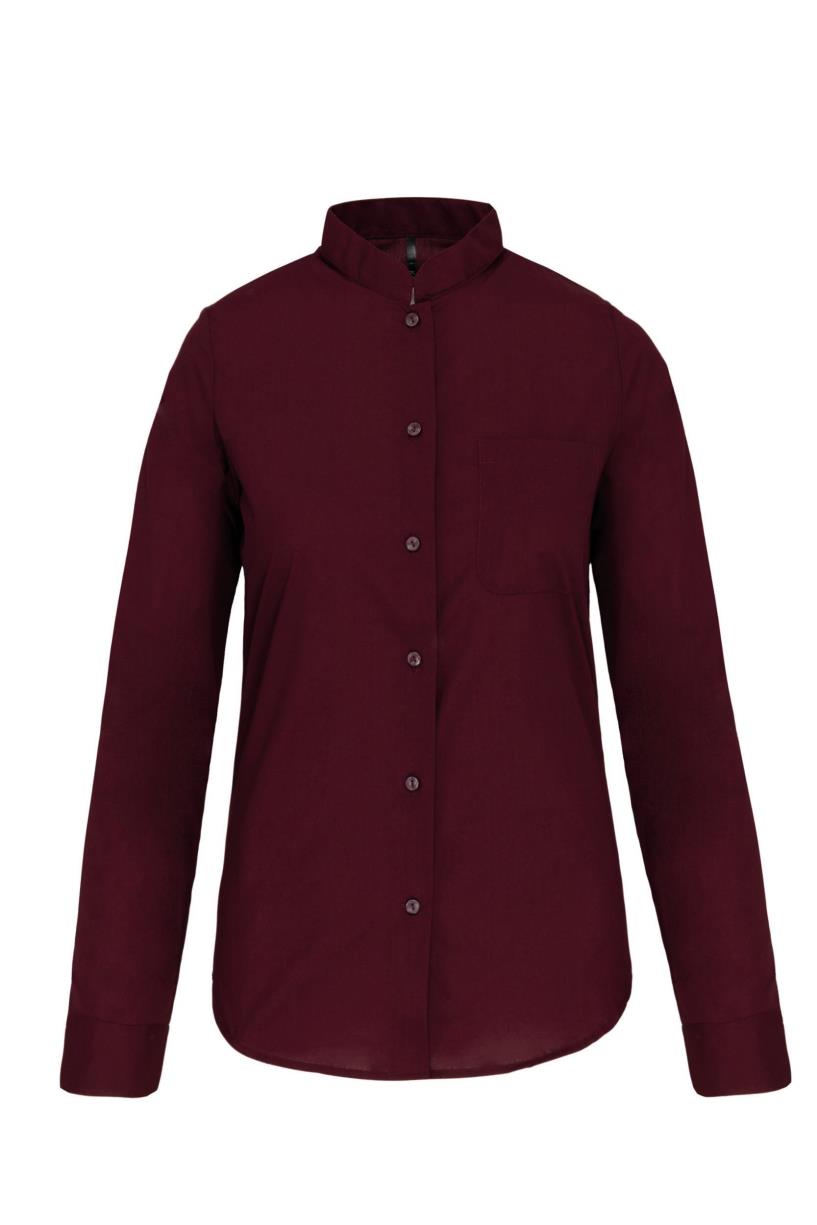Damesblouse met "Mao" kraag lange mouwen