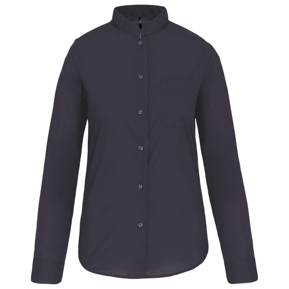 Damesblouse met "Mao" kraag lange mouwen