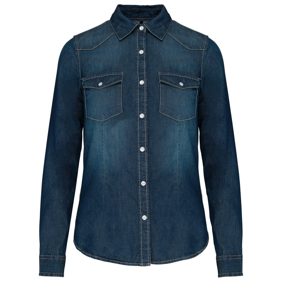 Dames denim blouse lange mouwen