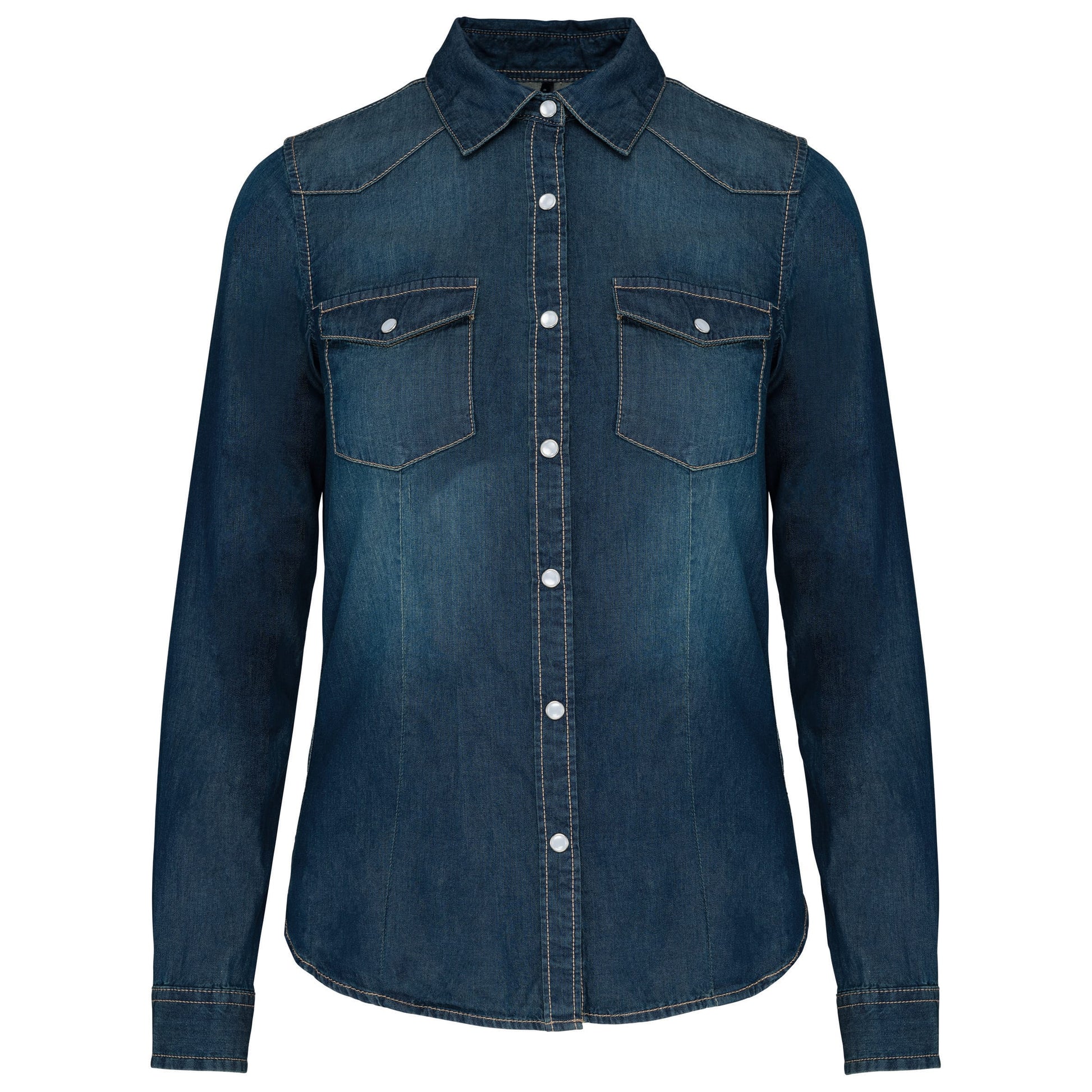Dames denim blouse lange mouwen