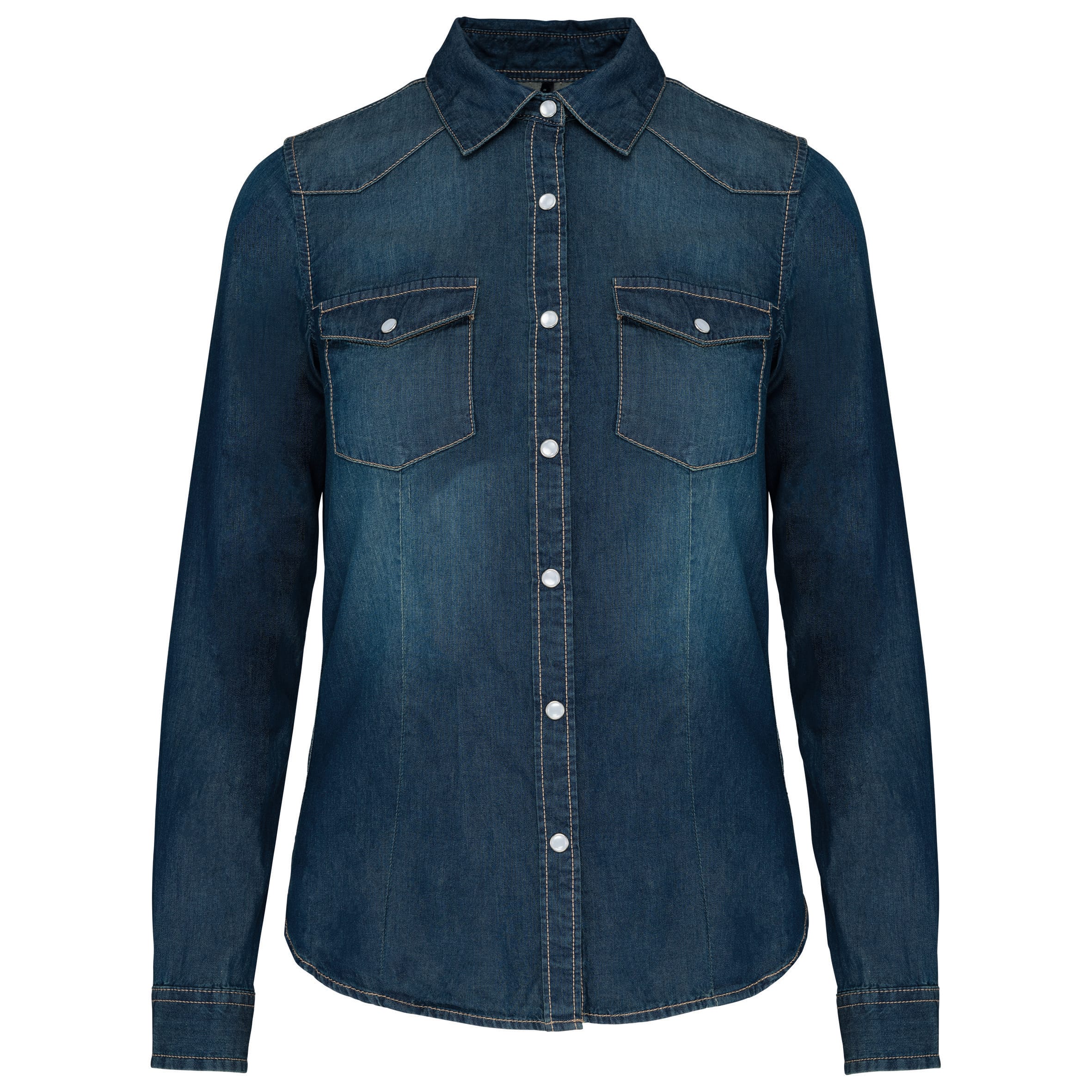 Dames denim blouse lange mouwen