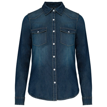 Dames denim blouse lange mouwen