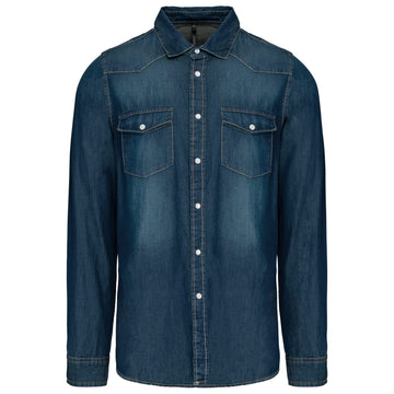 Heren denim overhemd lange mouwen