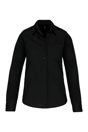 Dames poplin blouse lange mouwen