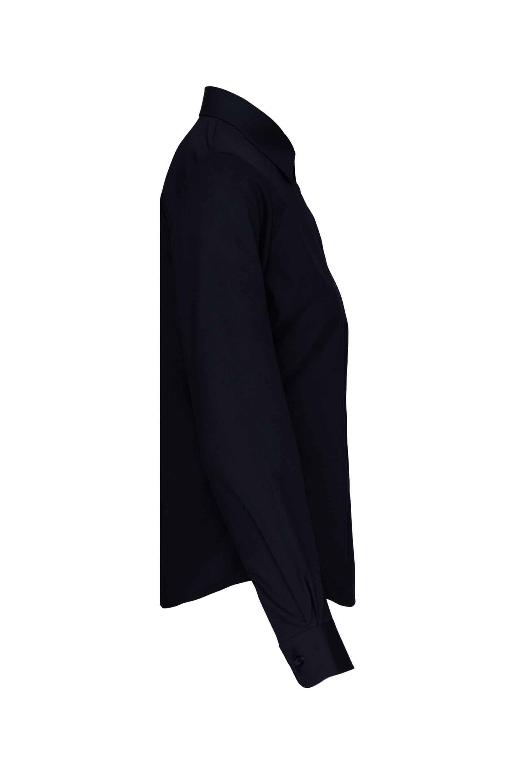Dames poplin blouse lange mouwen