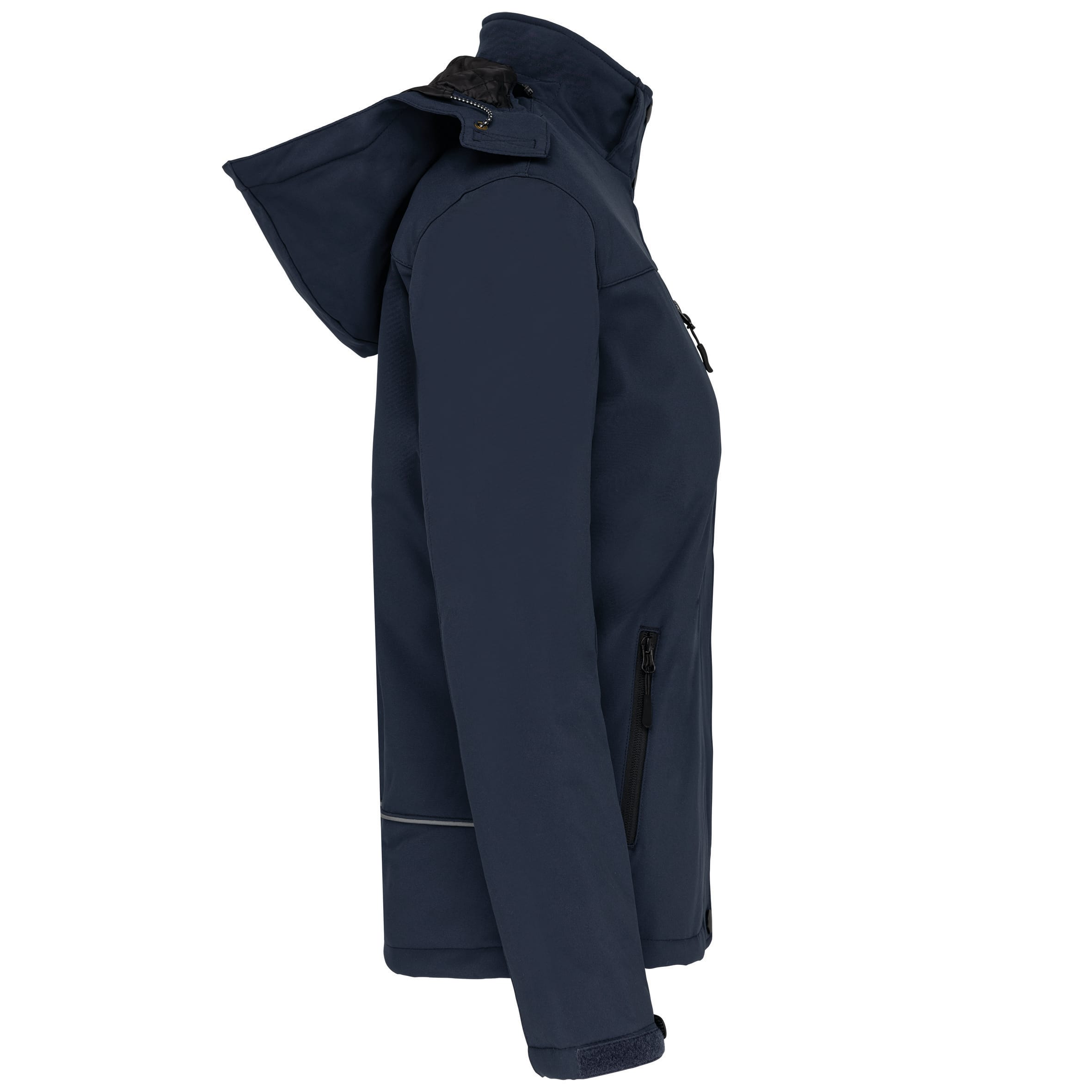 Gewatteerde softshell damesparka met capuchon