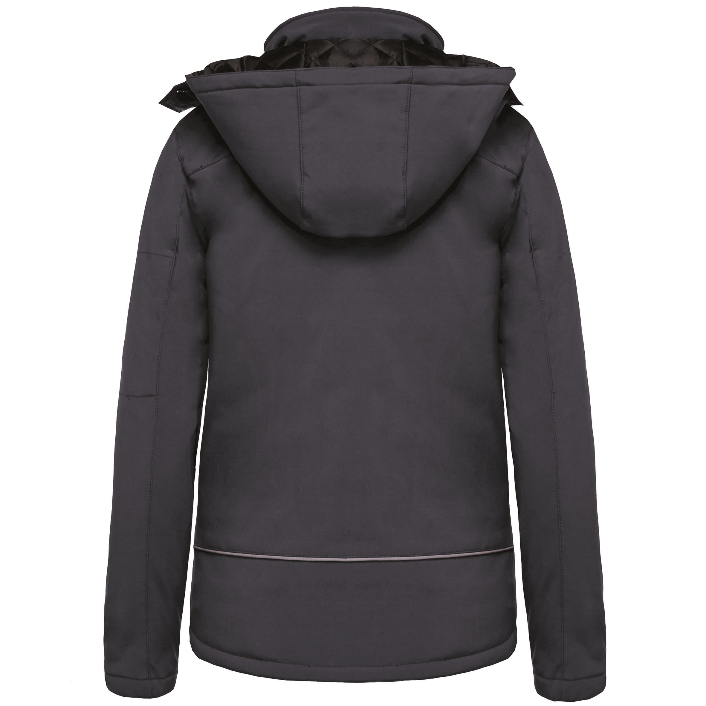 Gewatteerde softshell damesparka met capuchon