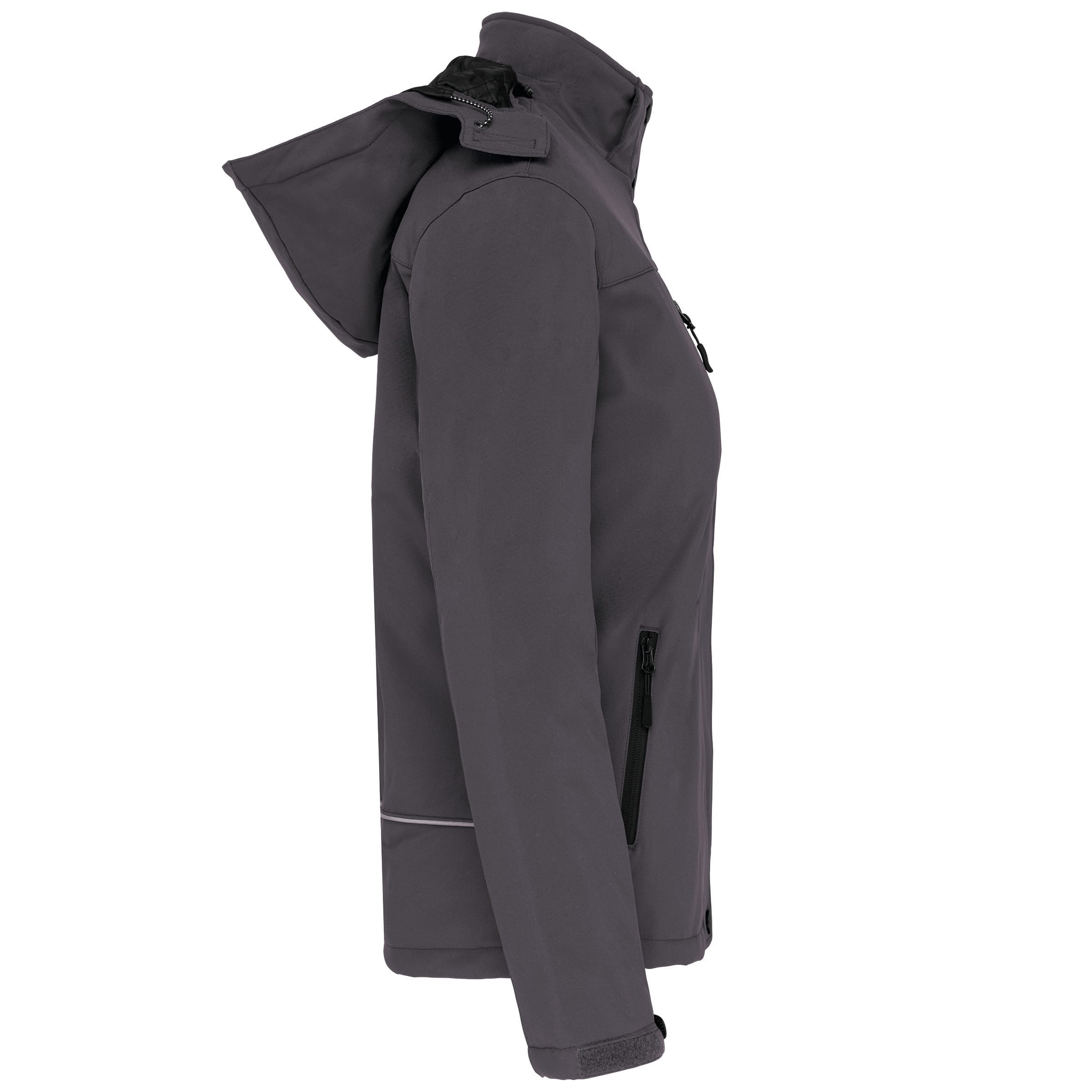 Gewatteerde softshell damesparka met capuchon